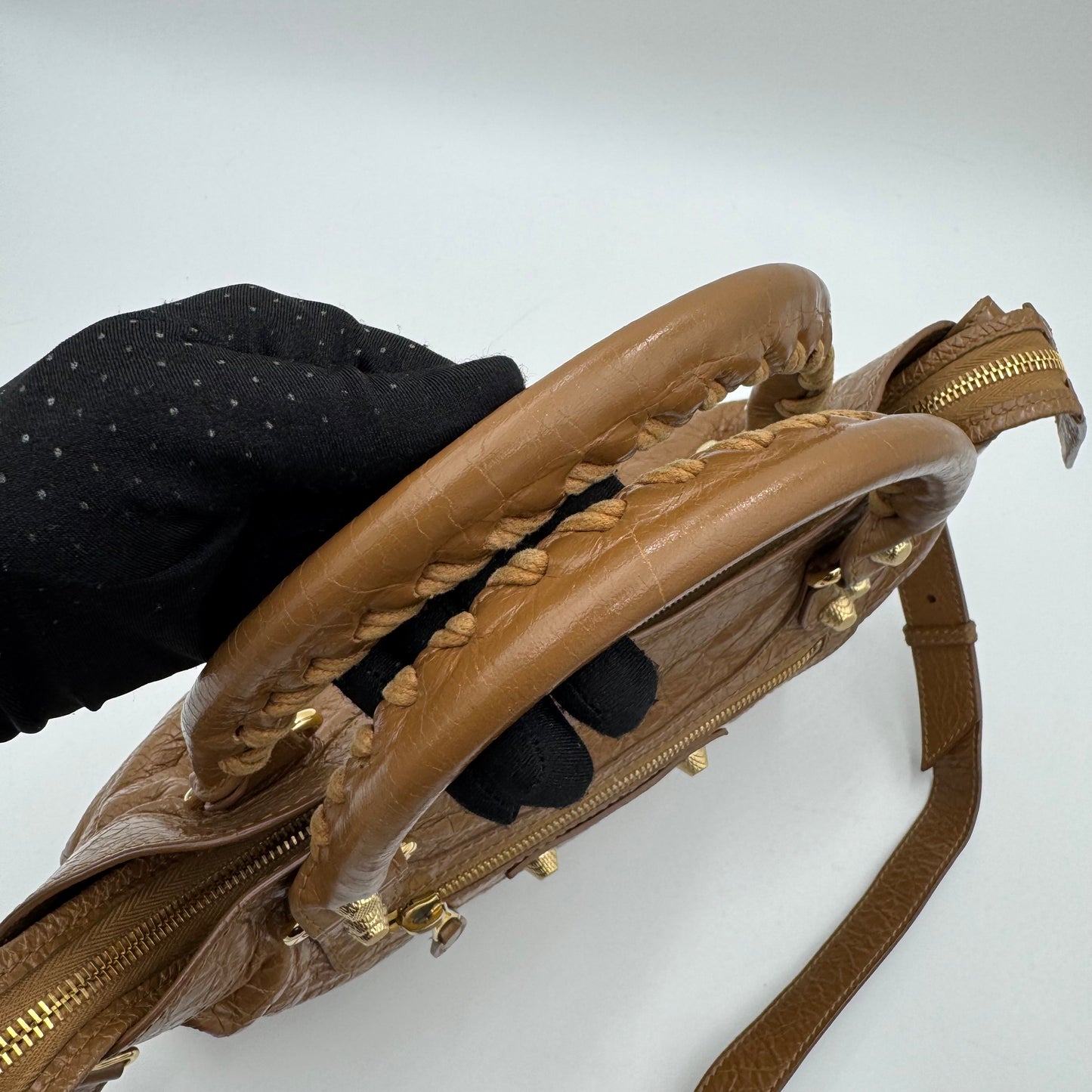Balenciaga Camel Brown Leather Giant 12 Town Bag GHW