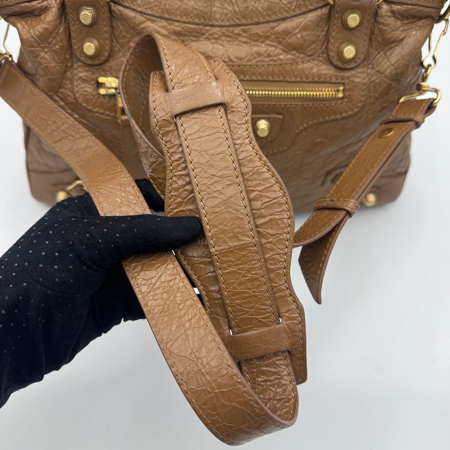 Balenciaga Camel Brown Leather Giant 12 Town Bag GHW