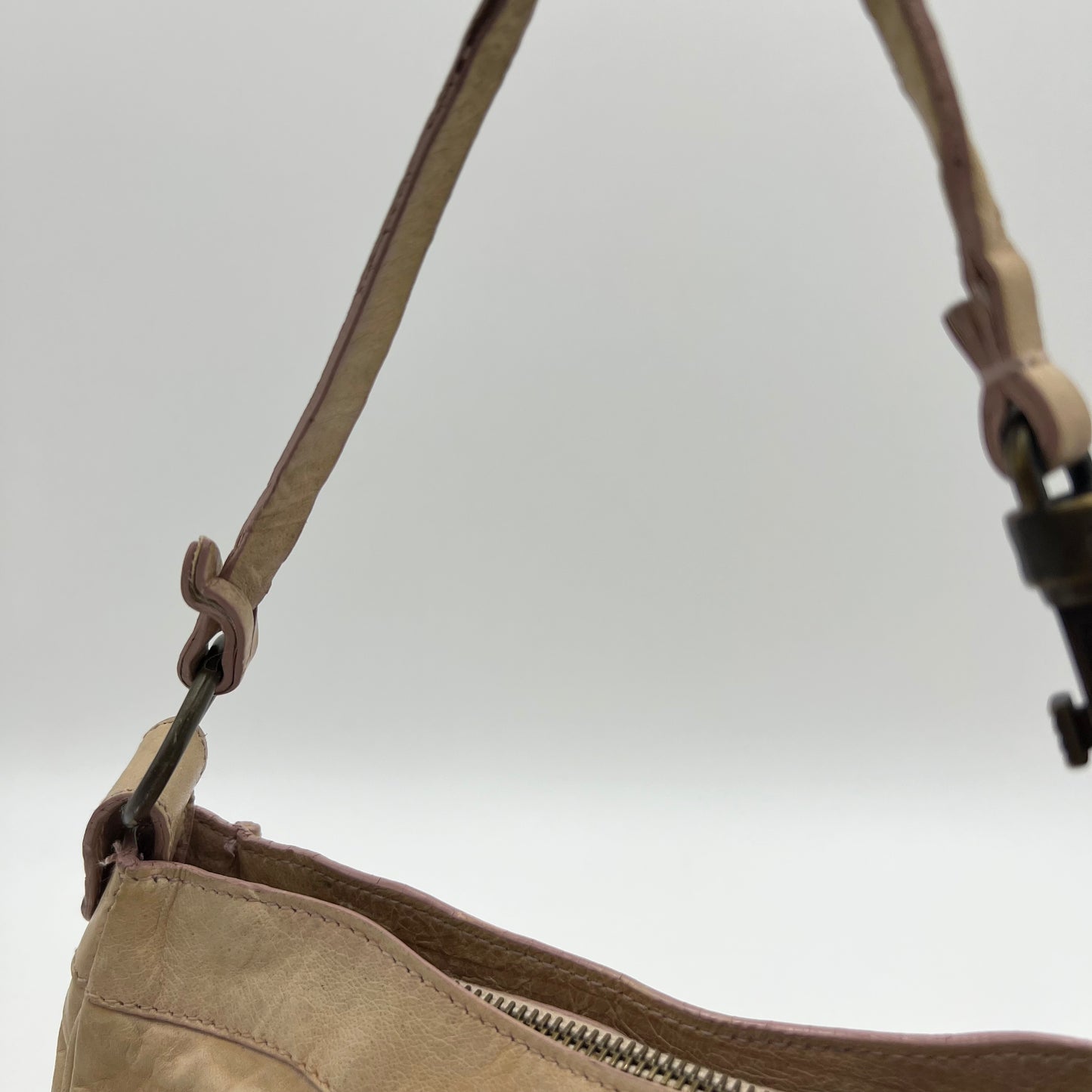 Balenciaga Beige Leather Pink Gum Seal Hip The Shoulder Bag