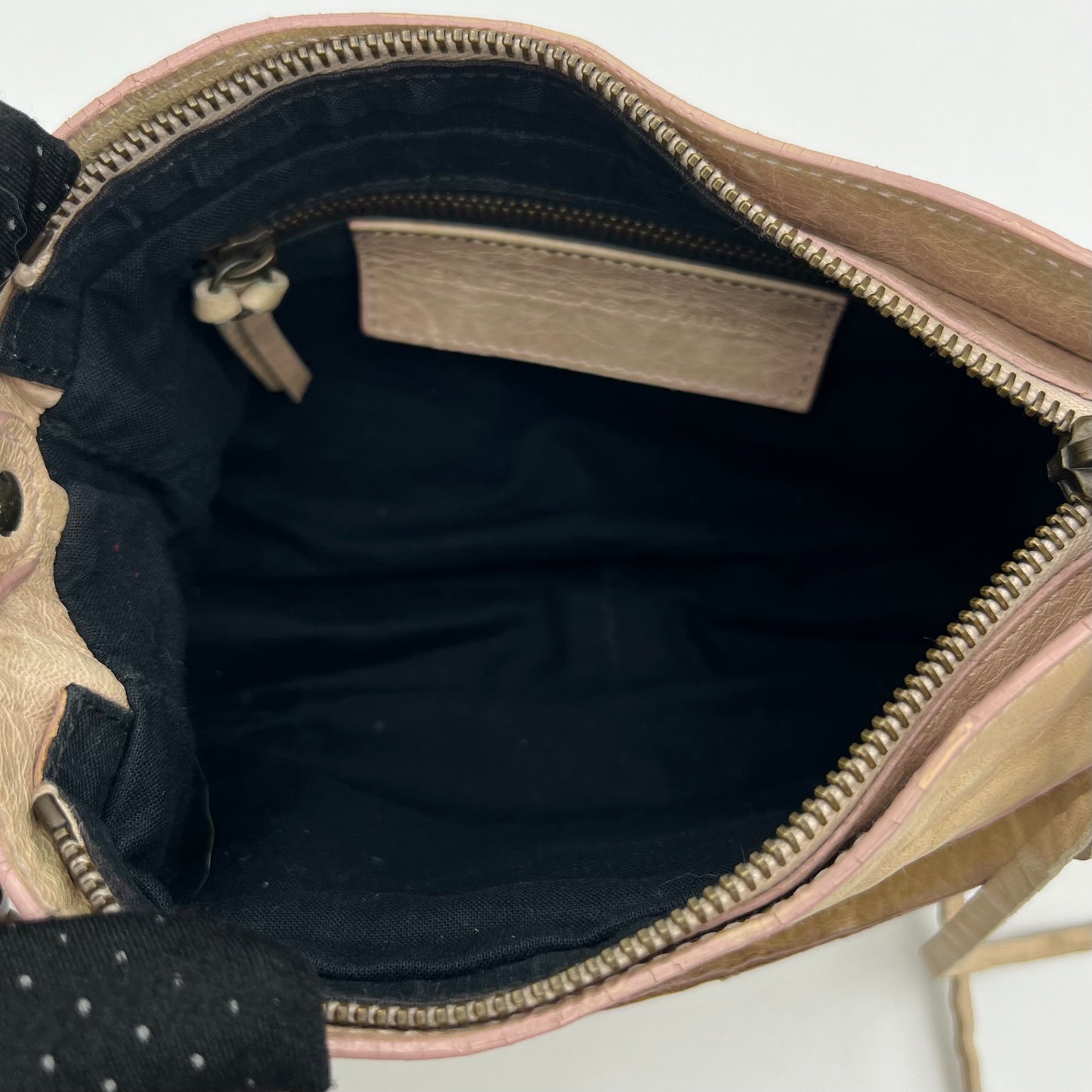 Balenciaga Beige Leather Pink Gum Seal Hip The Shoulder Bag