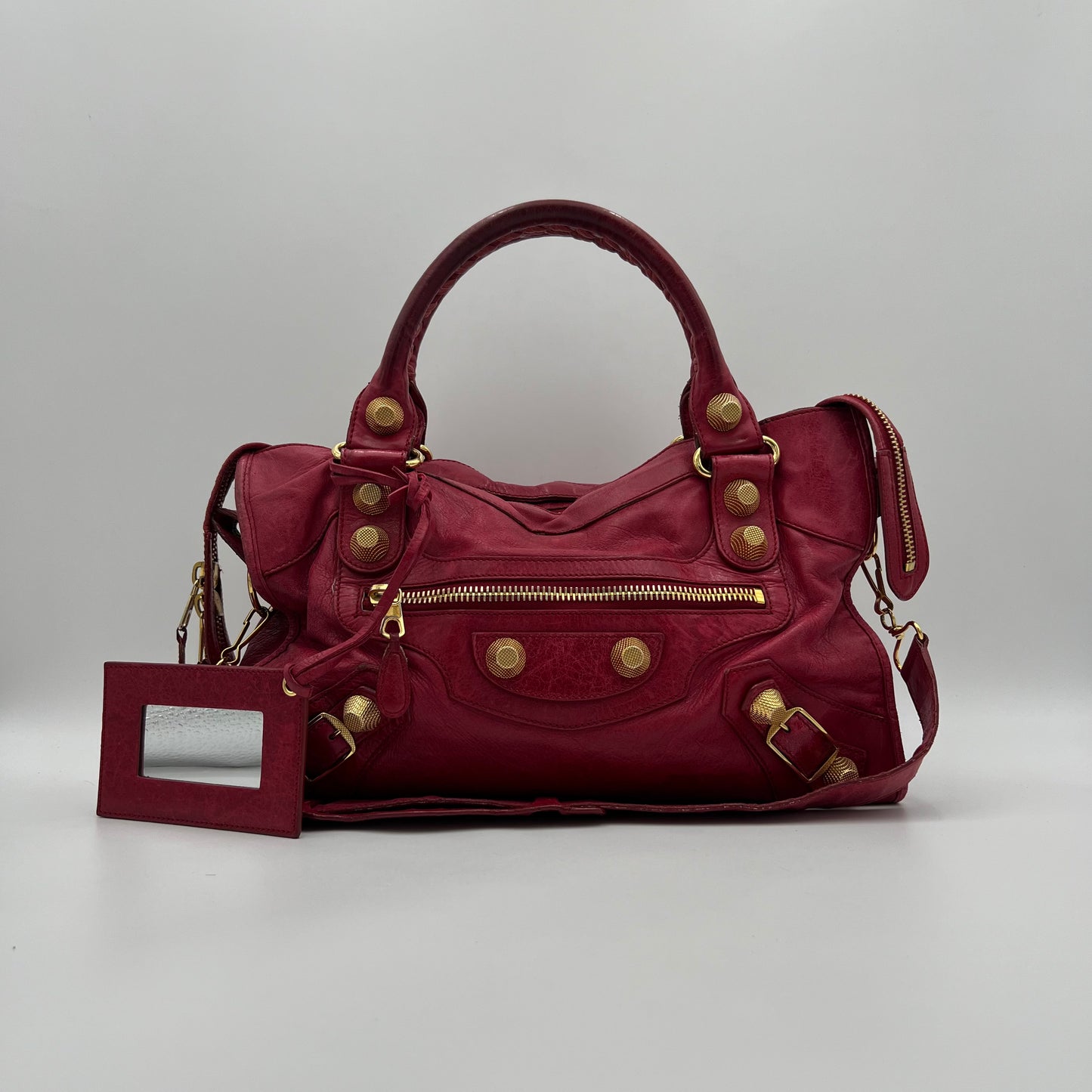 Balenciaga Red Pink Leather Giant 21 City Bag GHW