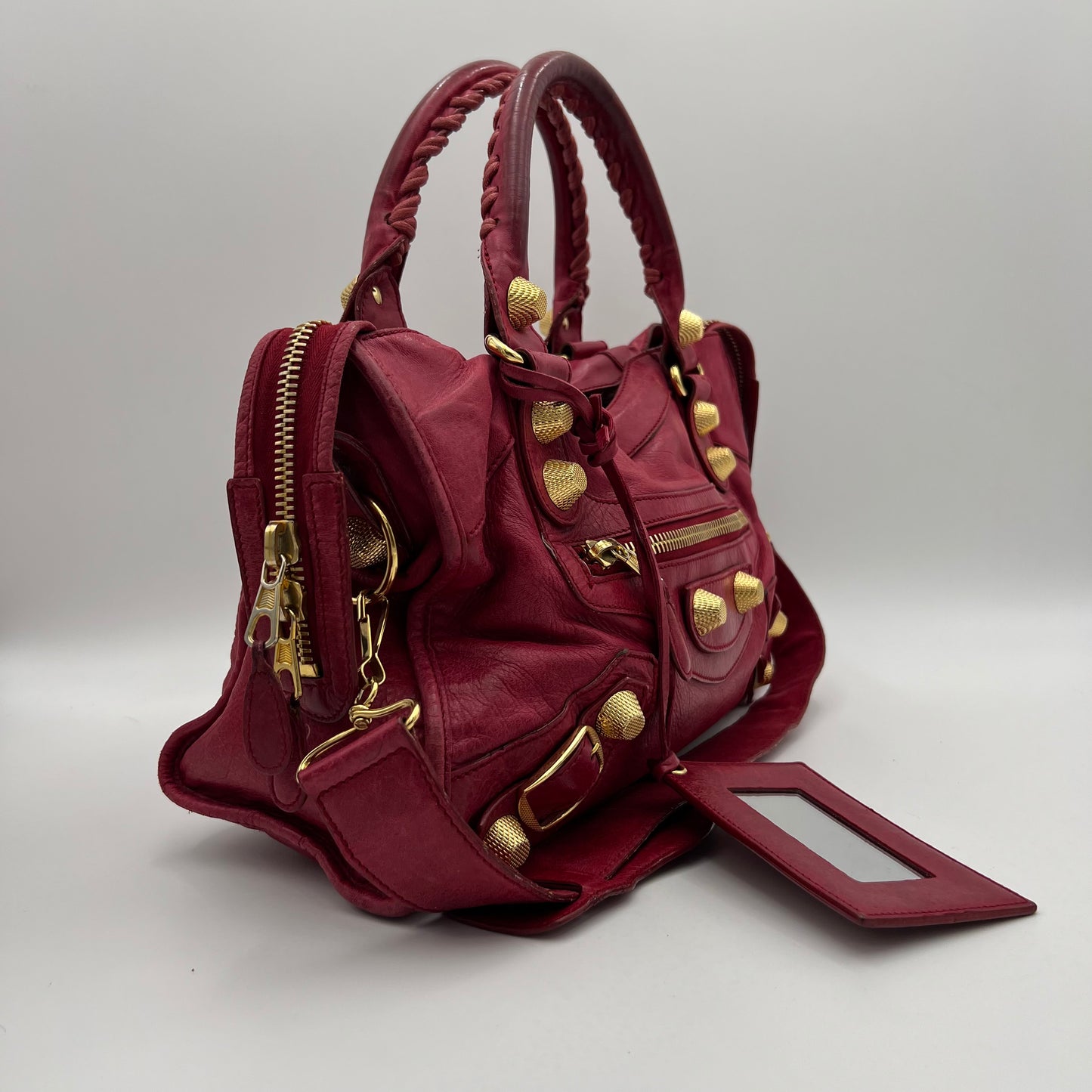 Balenciaga Red Pink Leather Giant 21 City Bag GHW