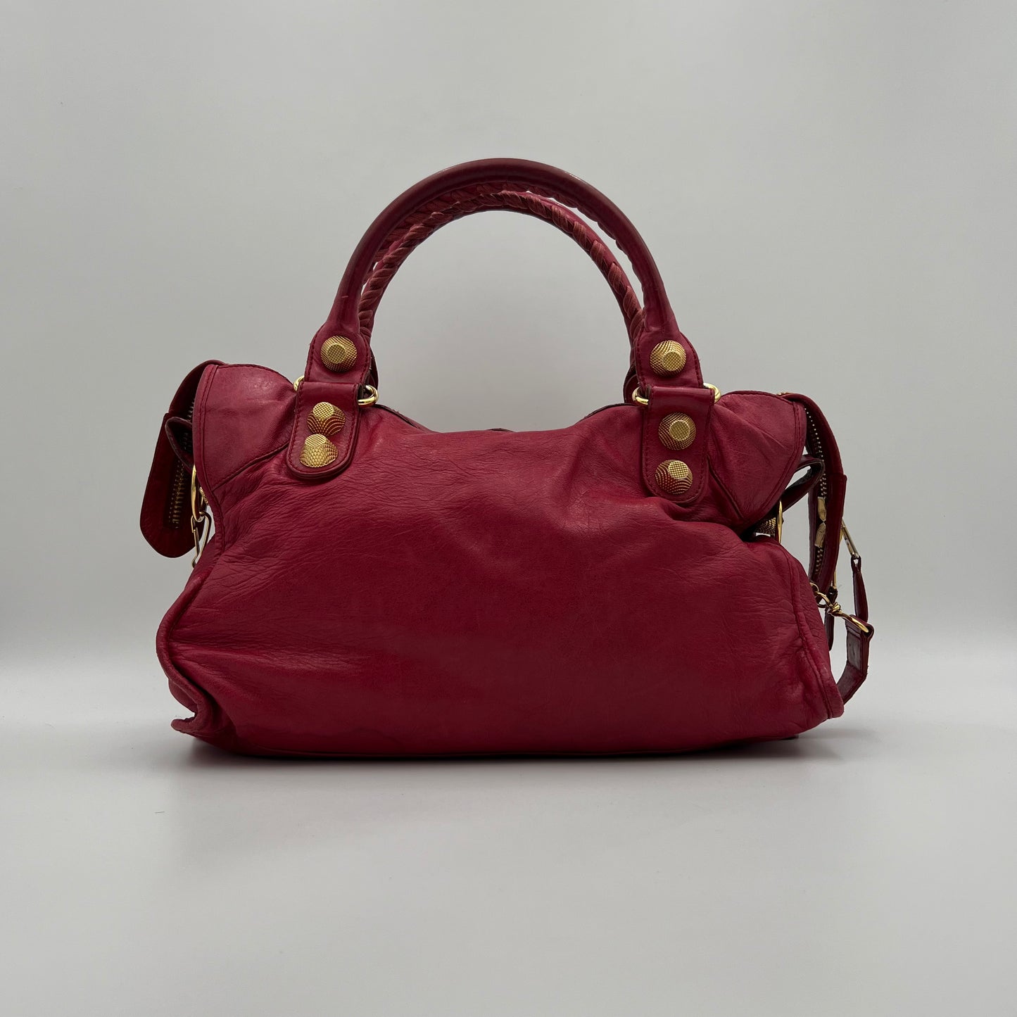 Balenciaga Red Pink Leather Giant 21 City Bag GHW
