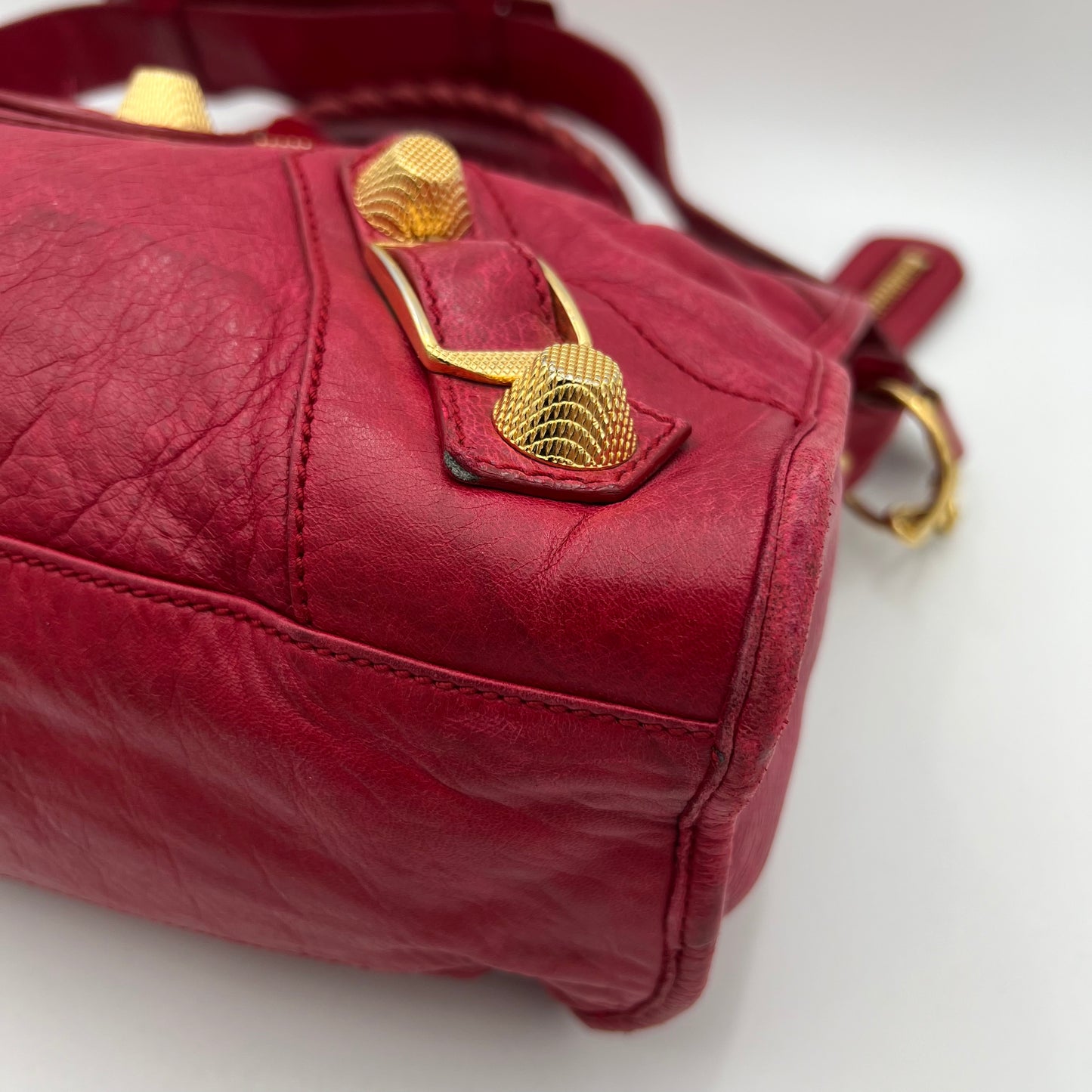 Balenciaga Red Pink Leather Giant 21 City Bag GHW