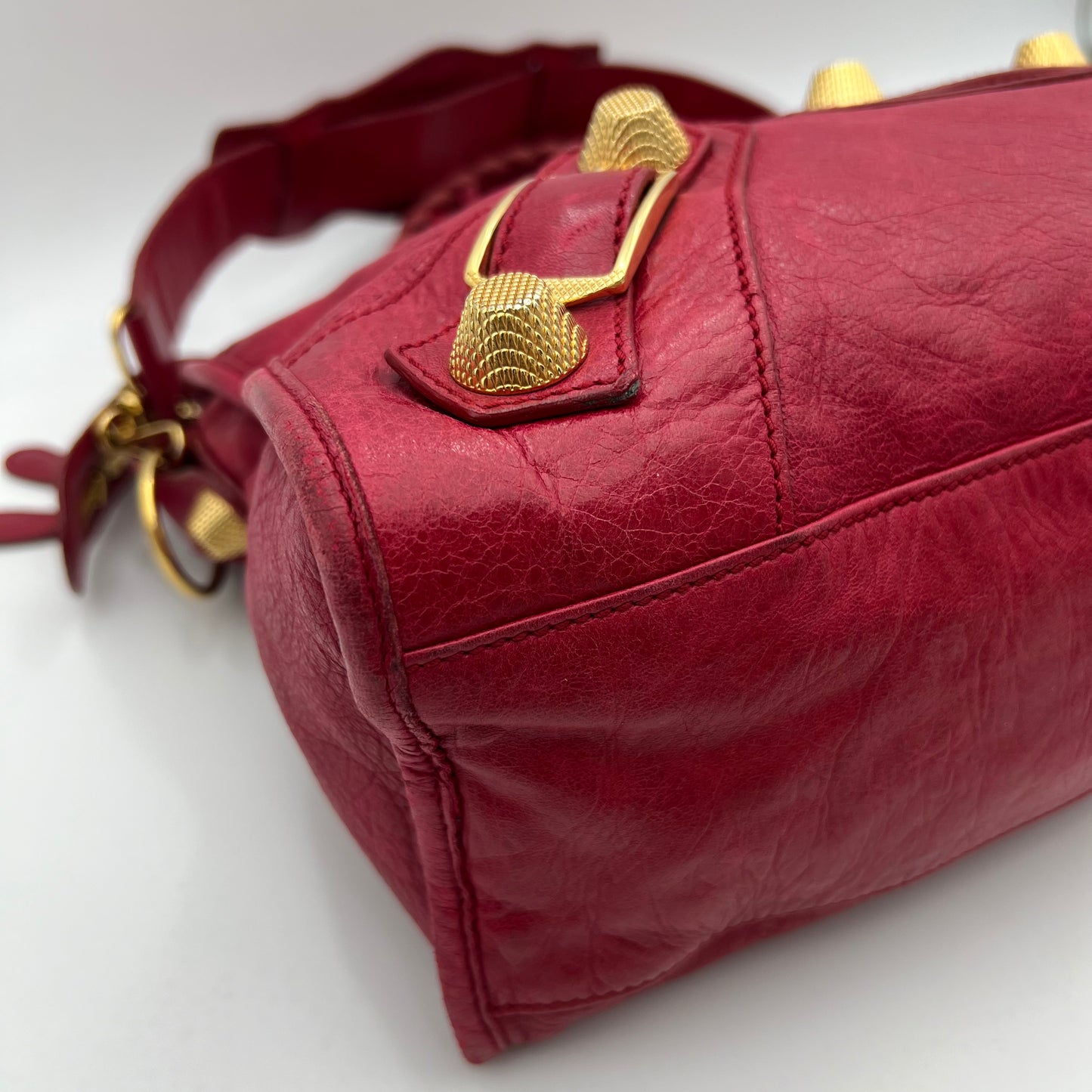 Balenciaga Red Pink Leather Giant 21 City Bag GHW