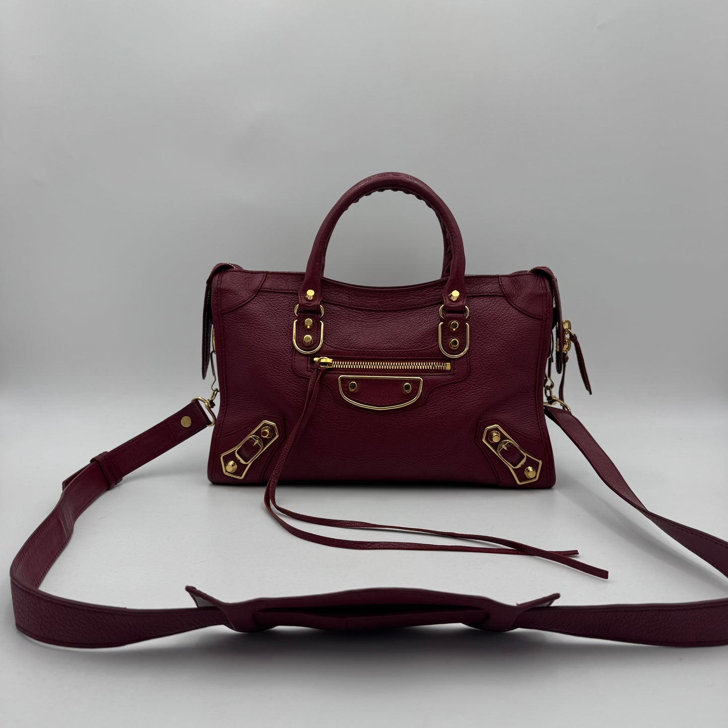 Balenciaga Rasperry Red Small Metallic Edge City GHW