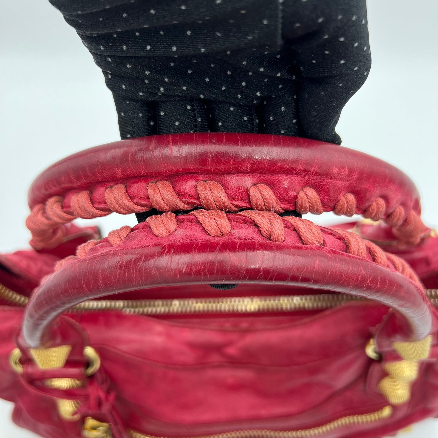 Balenciaga Red Pink Leather Giant 21 City Bag GHW