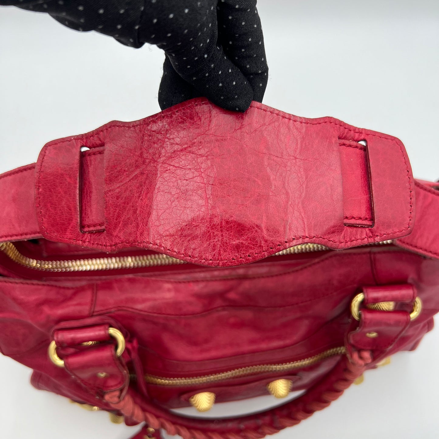 Balenciaga Red Pink Leather Giant 21 City Bag GHW