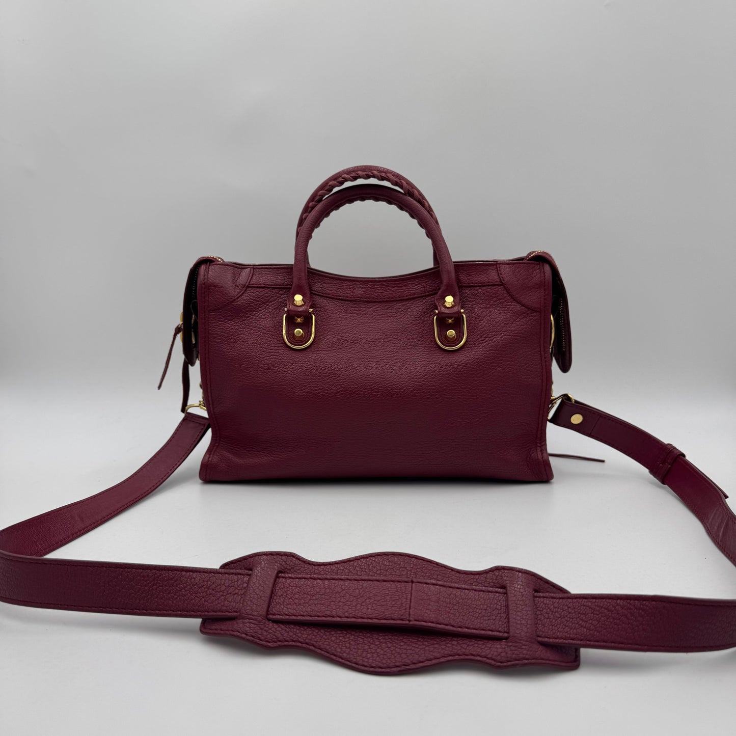 Balenciaga Rasperry Red Small Metallic Edge City GHW