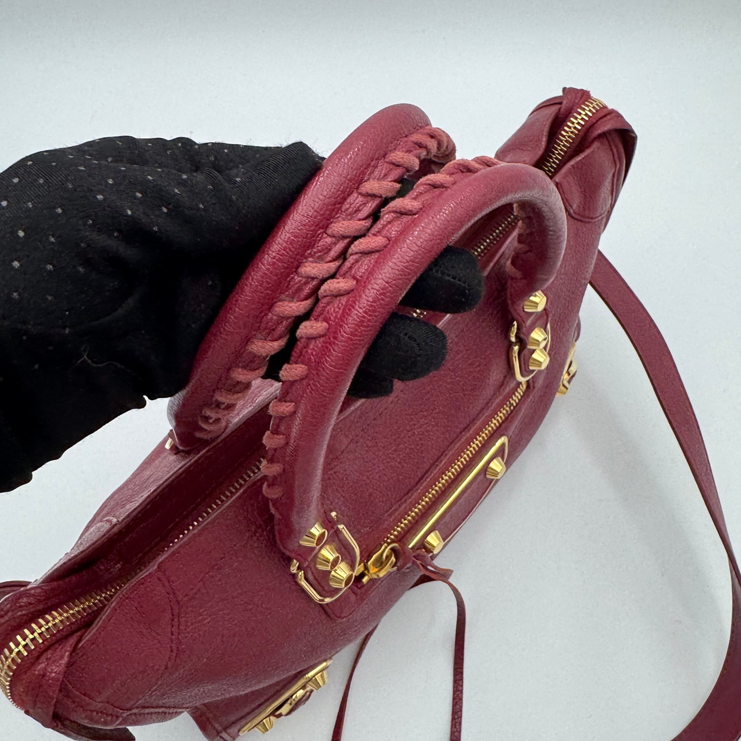 Balenciaga Rasperry Red Small Metallic Edge City GHW