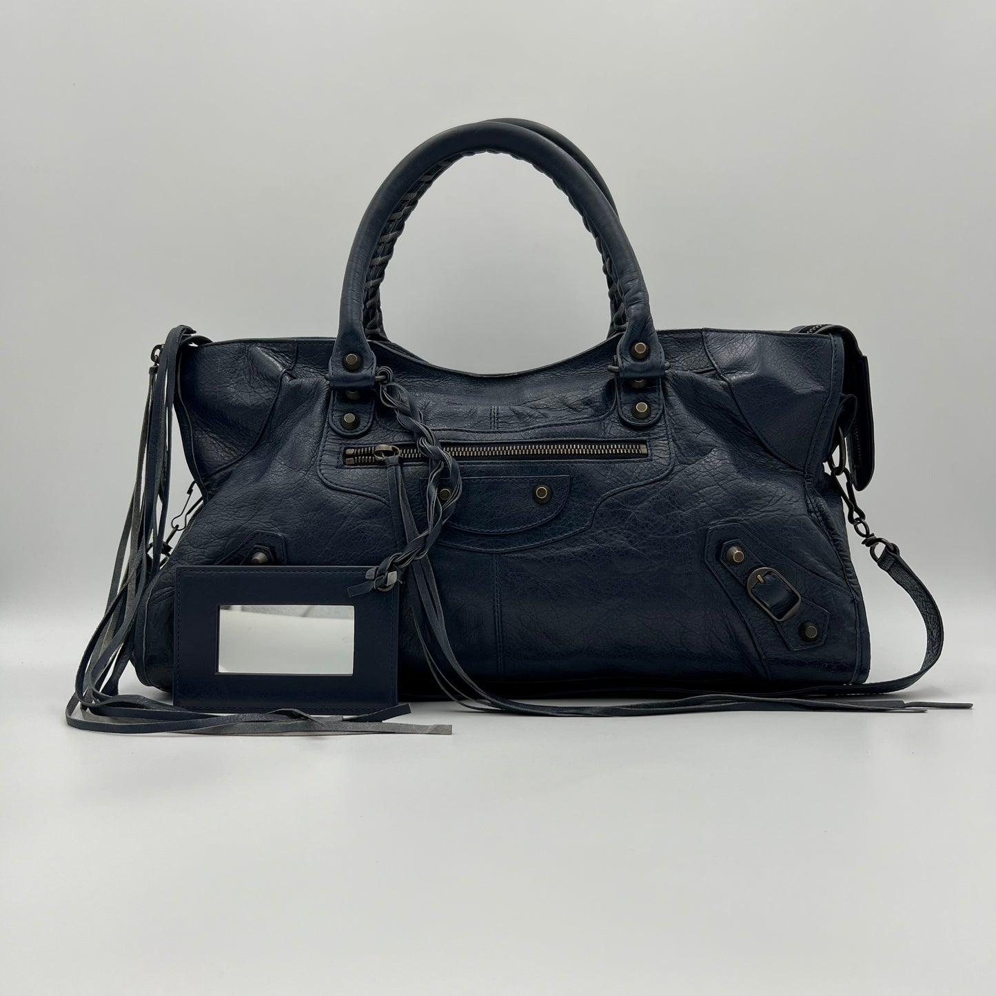 Balenciaga Navy Blue Leather Classic Part Time Bag