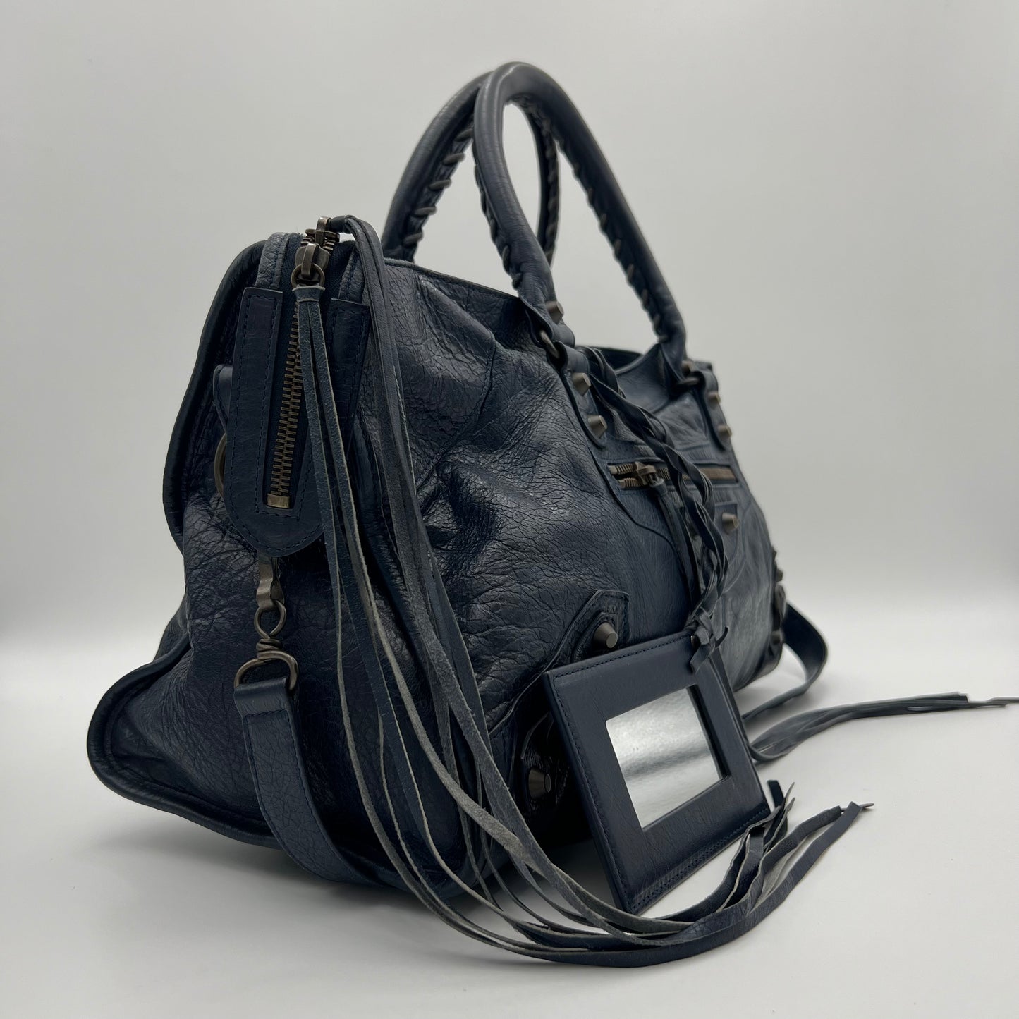 Balenciaga Navy Blue Leather Classic Part Time Bag