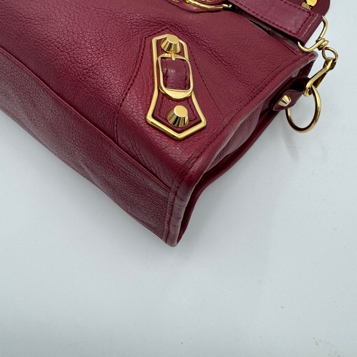 Balenciaga Rasperry Red Small Metallic Edge City GHW