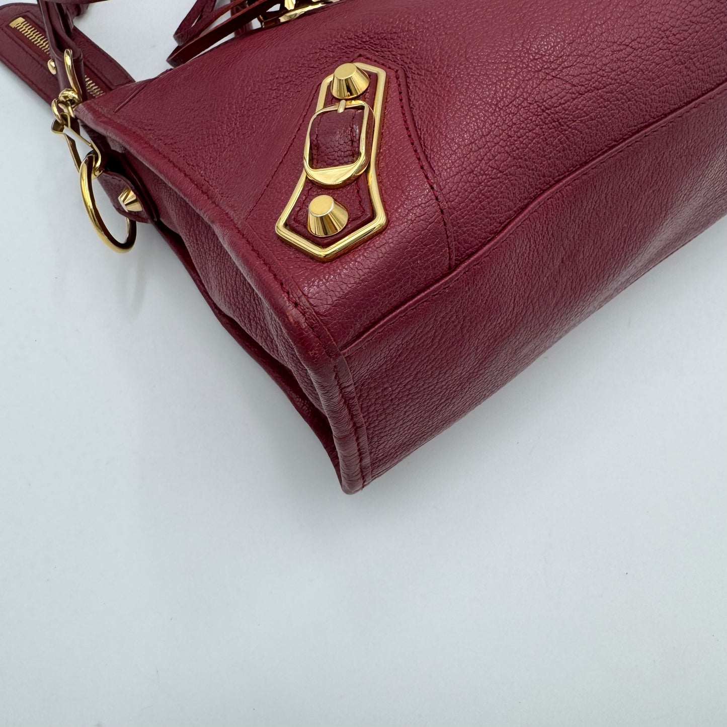 Balenciaga Rasperry Red Small Metallic Edge City GHW