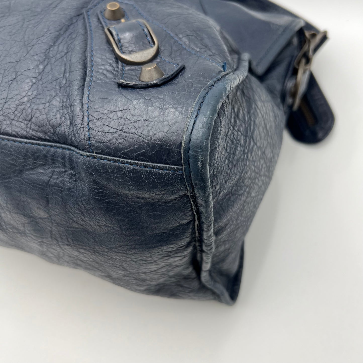 Balenciaga Navy Blue Leather Classic Part Time Bag