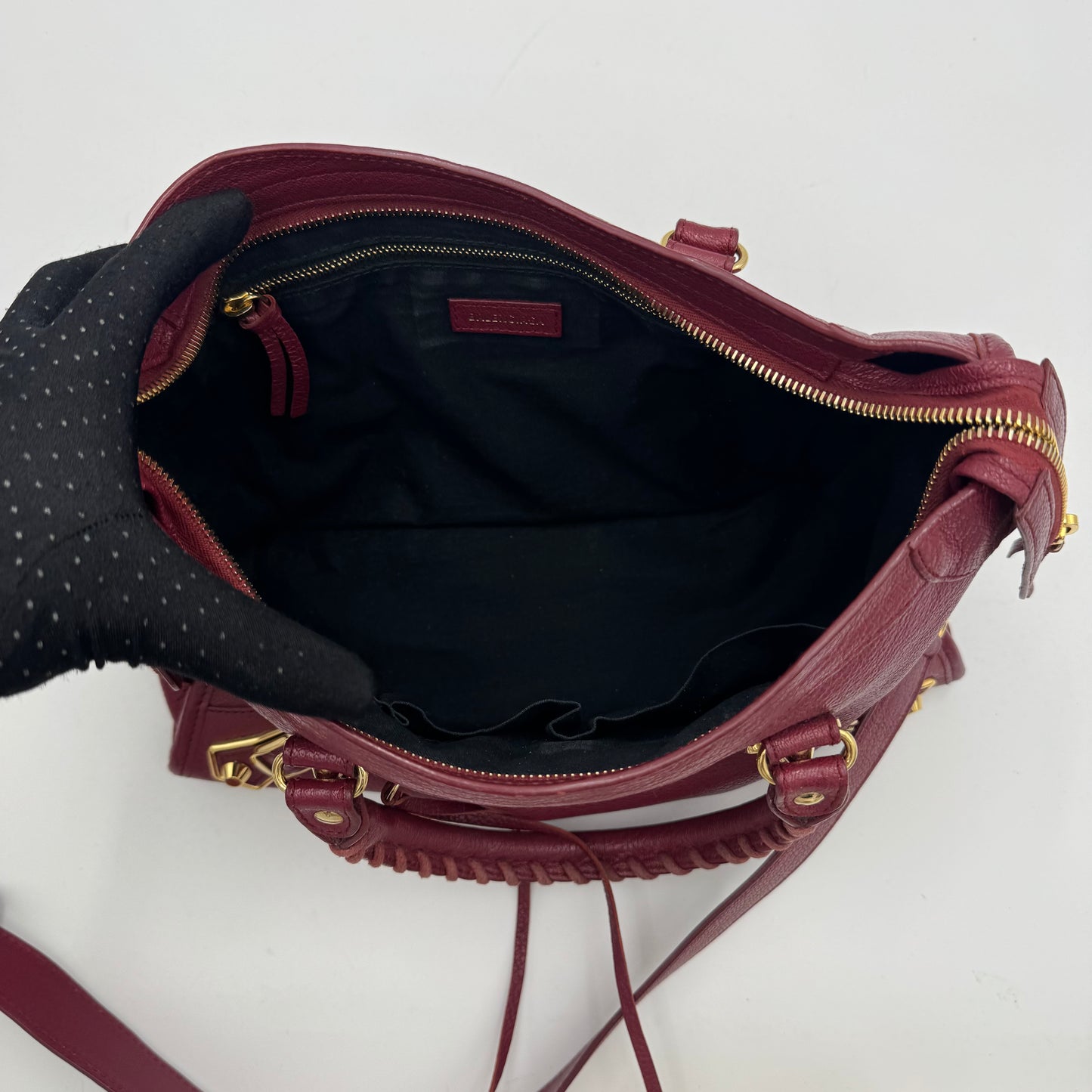 Balenciaga Rasperry Red Small Metallic Edge City GHW