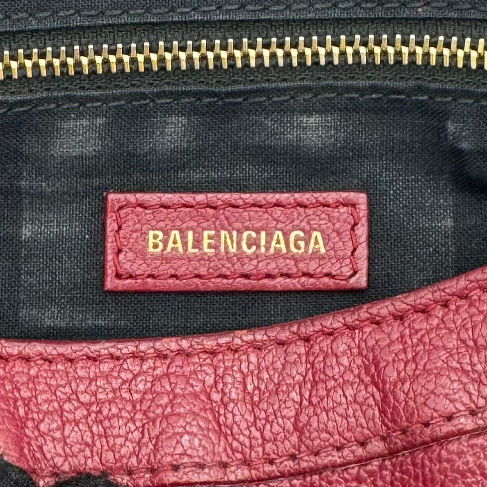 Balenciaga Rasperry Red Small Metallic Edge City GHW