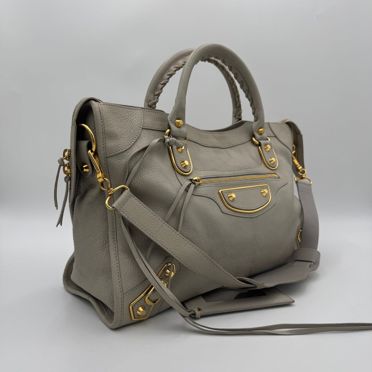 Balenciaga Light Gray Metallic Edge City GHW