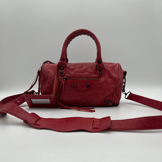 Balenciaga Red Leather Classic Mini Twiggy