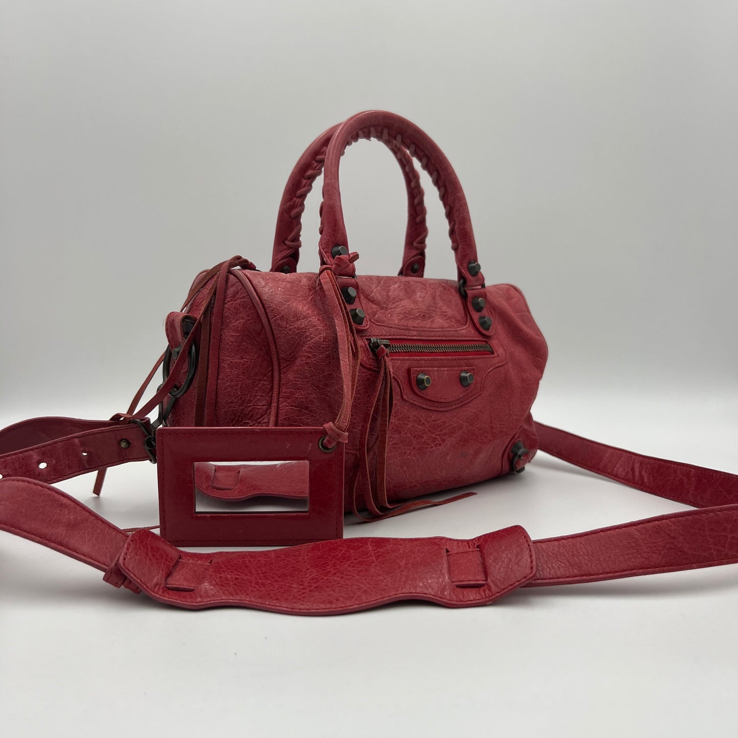 Balenciaga Red Leather Classic Mini Twiggy