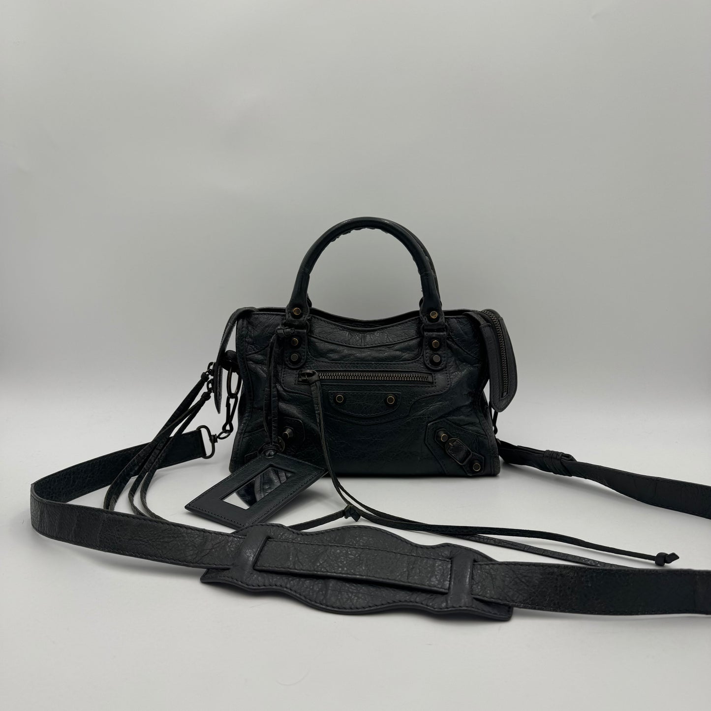 Balenciaga Gray Leather Classic Mini City