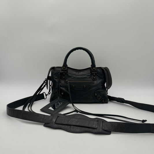 Balenciaga Gray Leather Classic Mini City
