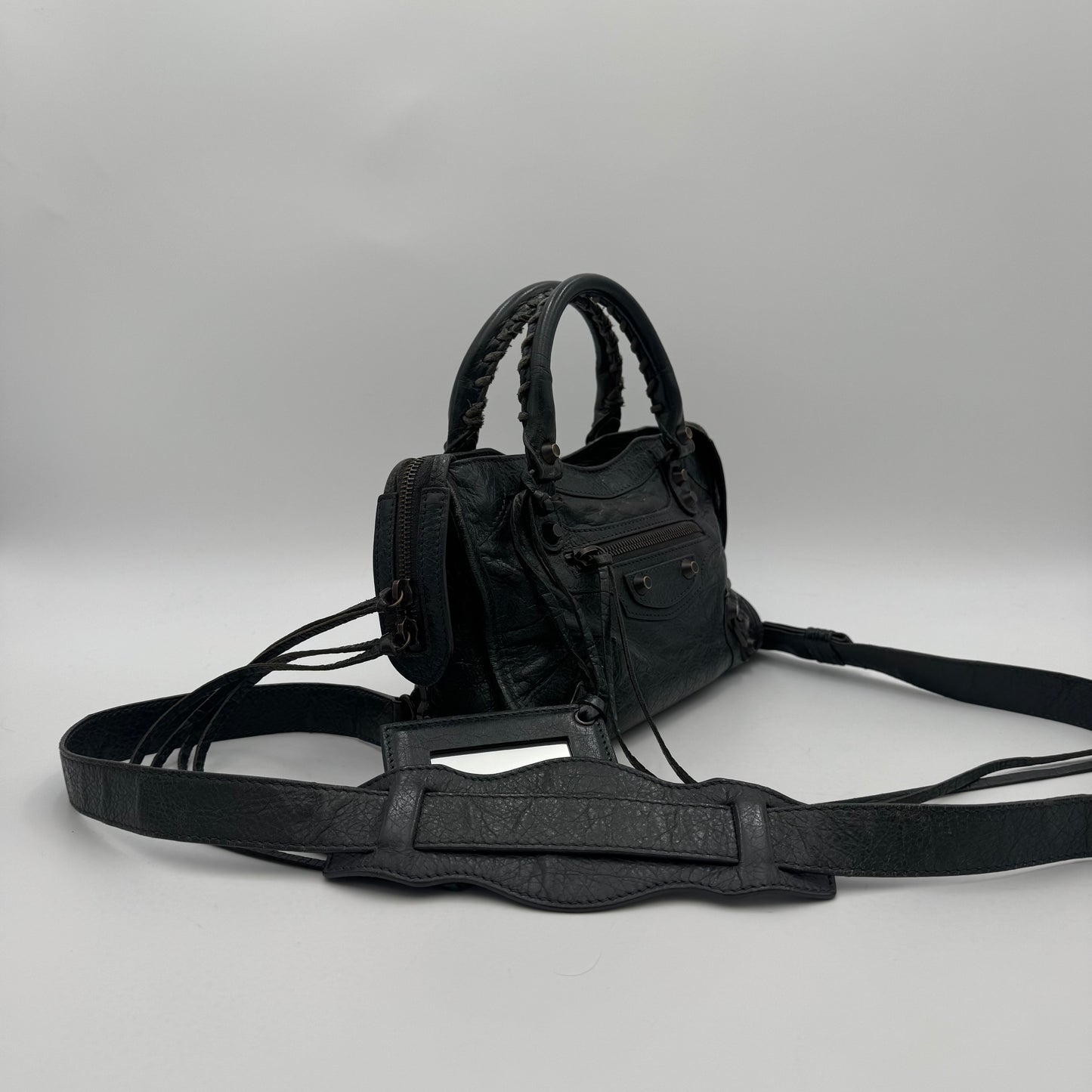 Balenciaga Gray Leather Classic Mini City