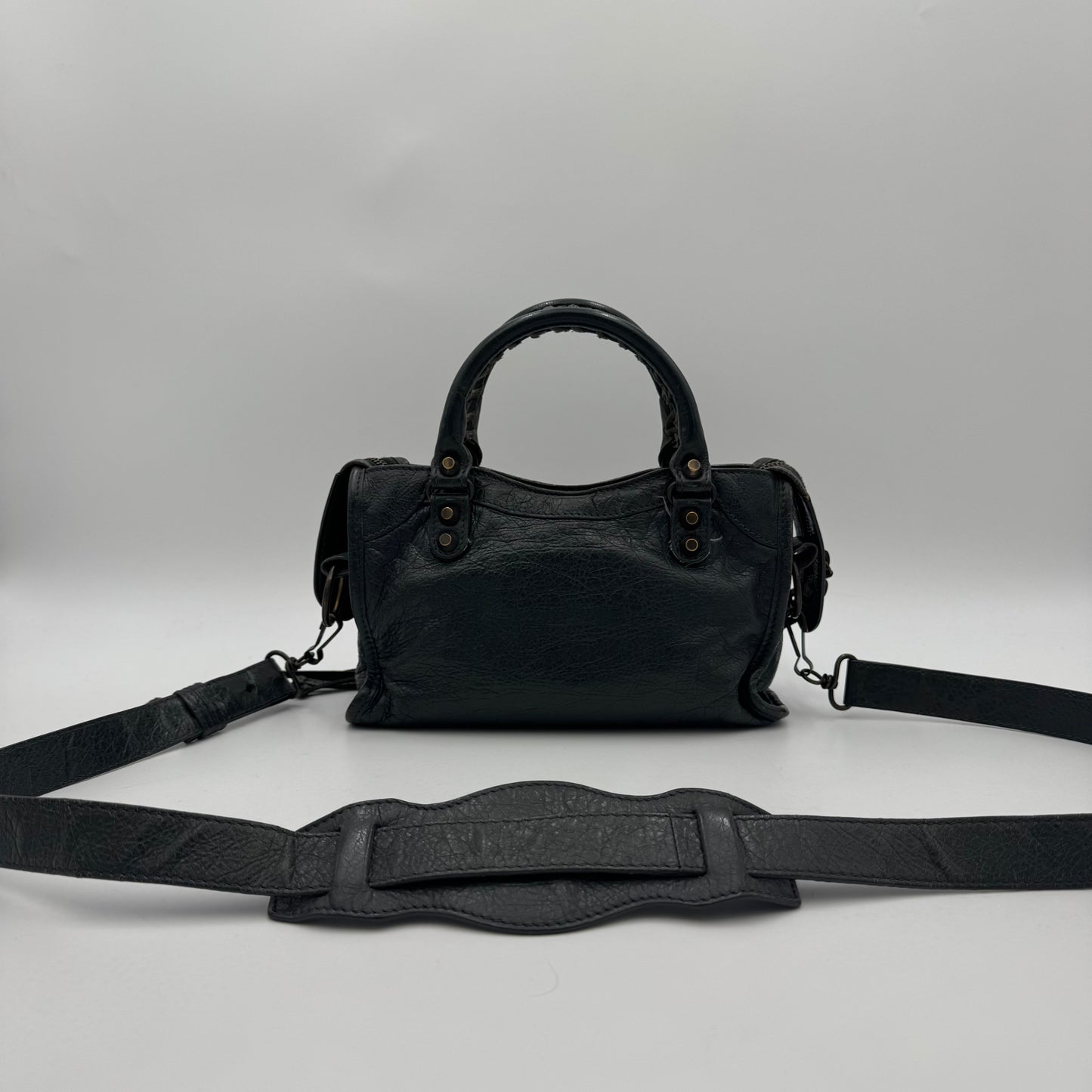 Balenciaga Gray Leather Classic Mini City