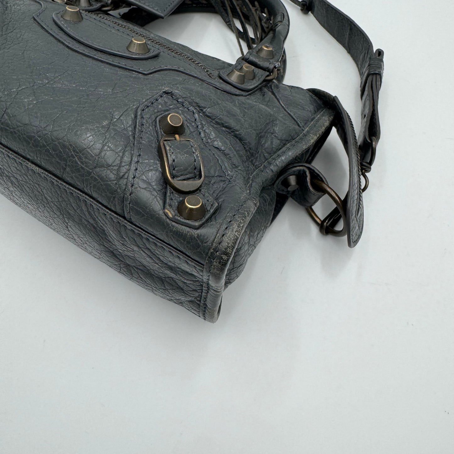 Balenciaga Gray Leather Classic Mini City