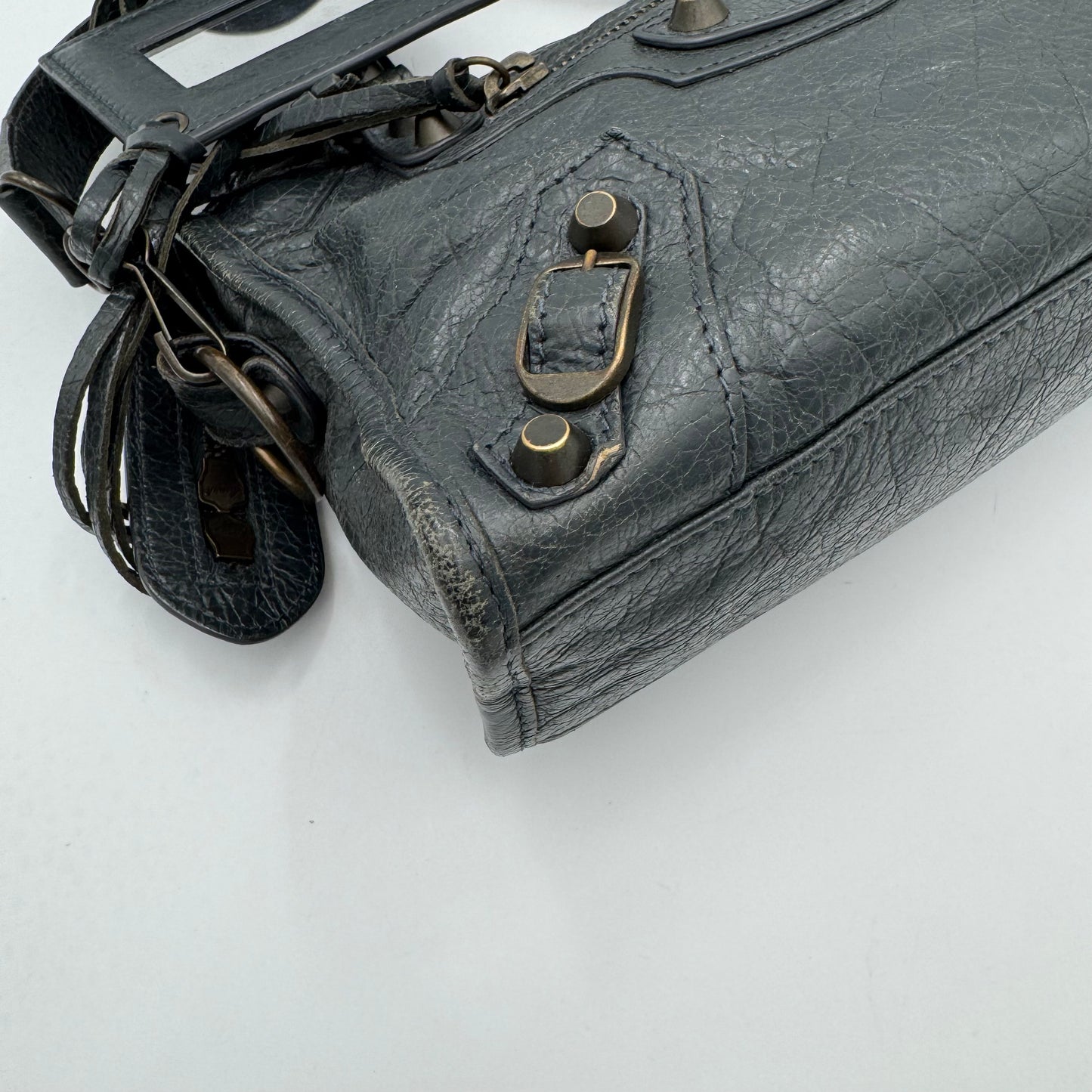 Balenciaga Gray Leather Classic Mini City