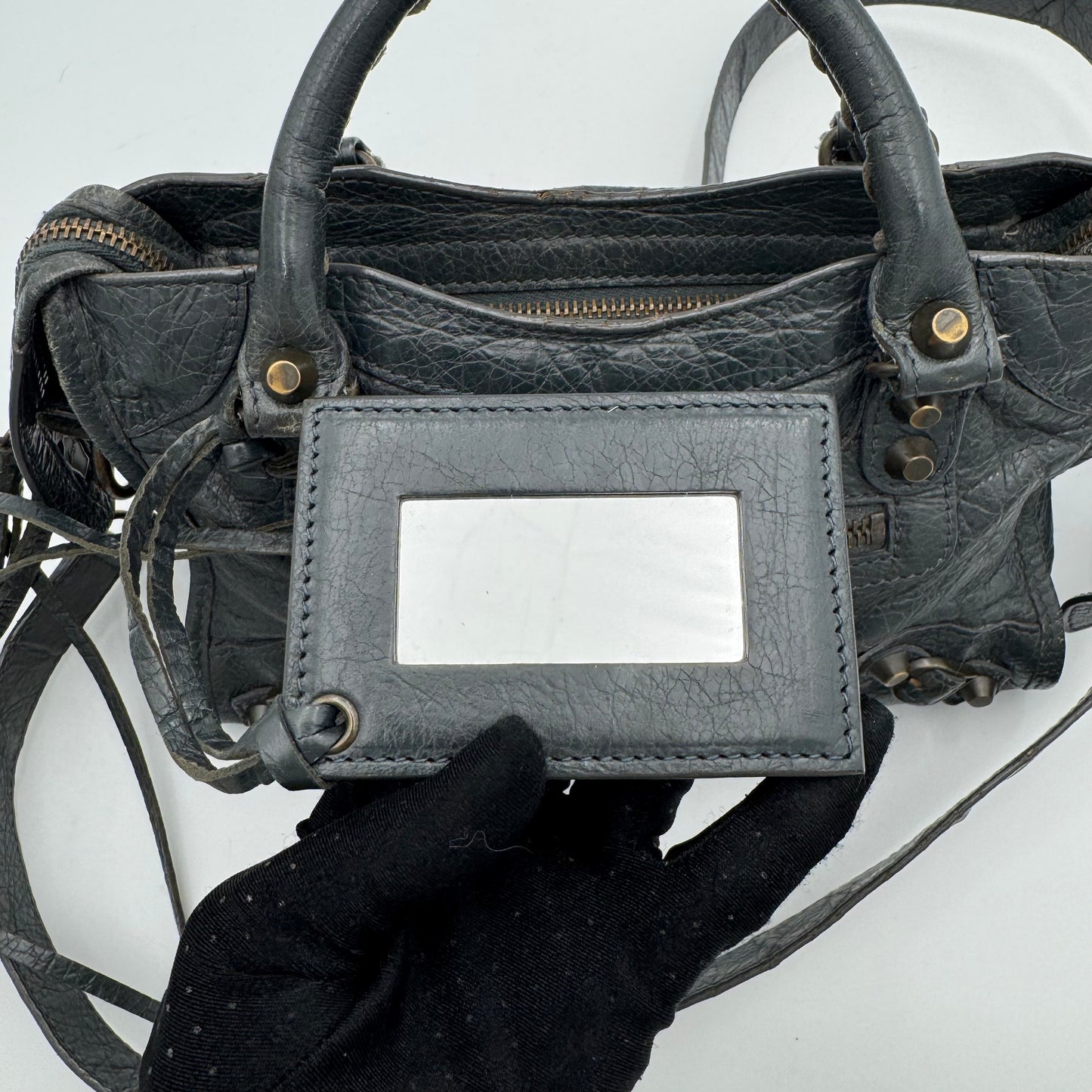 Balenciaga Gray Leather Classic Mini City