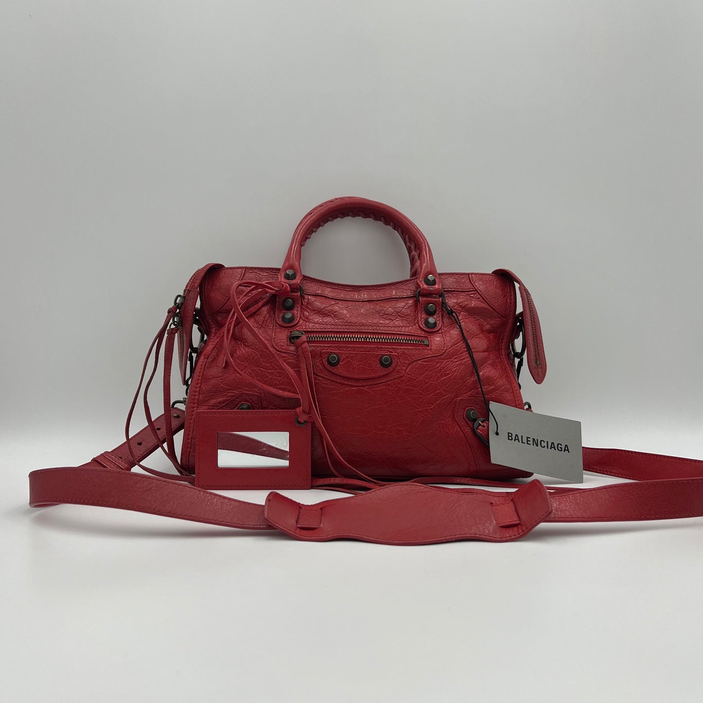 Balenciaga Red Leather Small Classic City Bag