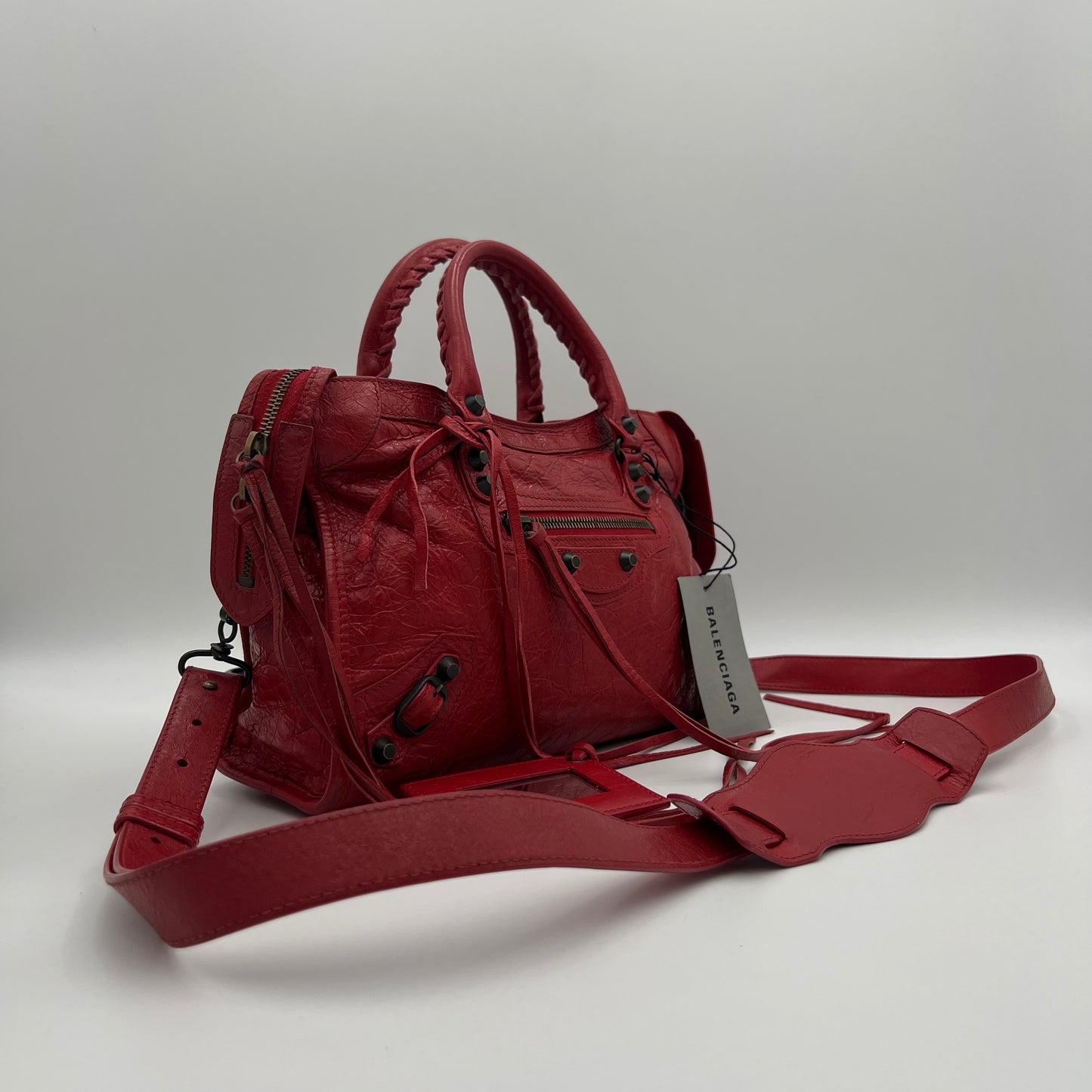 Balenciaga Red Leather Small Classic City Bag
