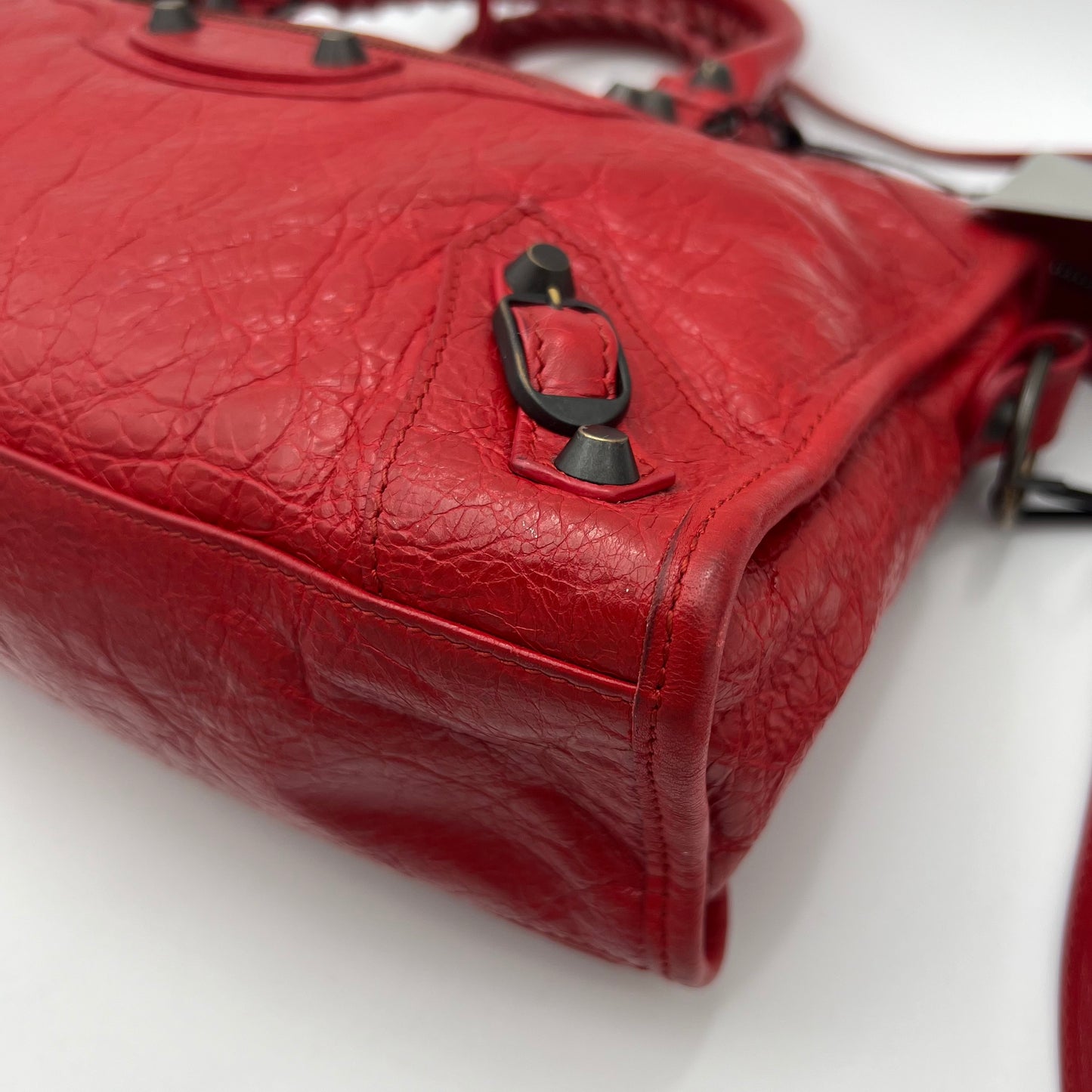 Balenciaga Red Leather Small Classic City Bag