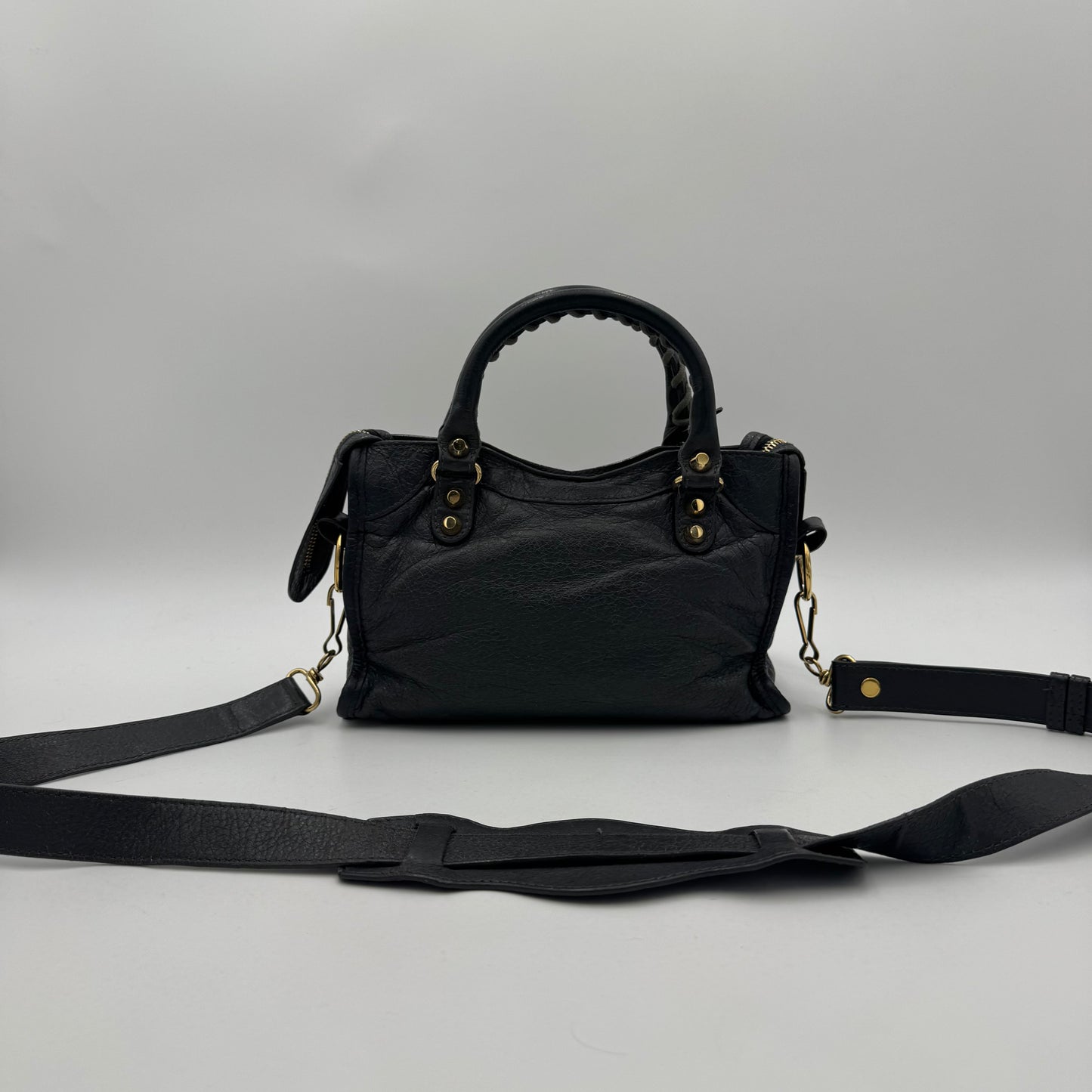 Balenciaga Gray Leather Mini City GHW