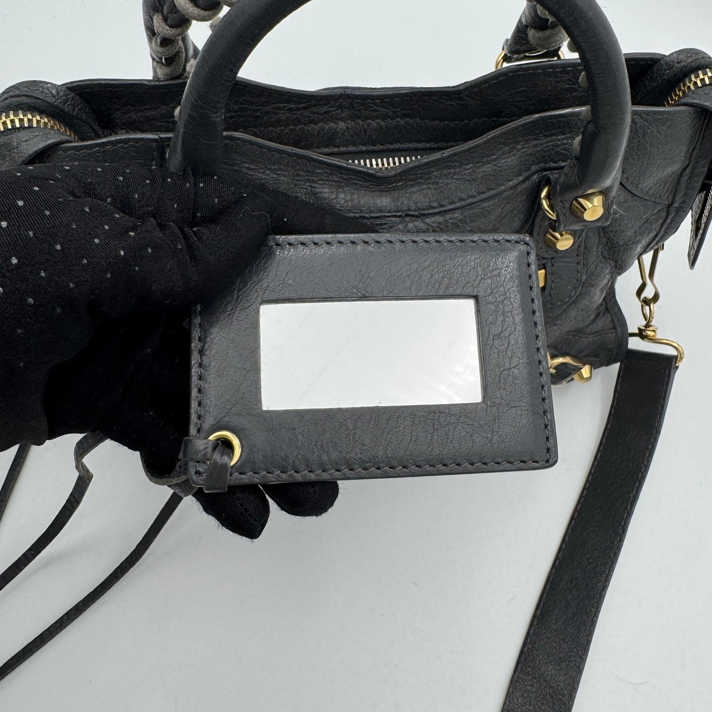 Balenciaga Gray Leather Mini City GHW