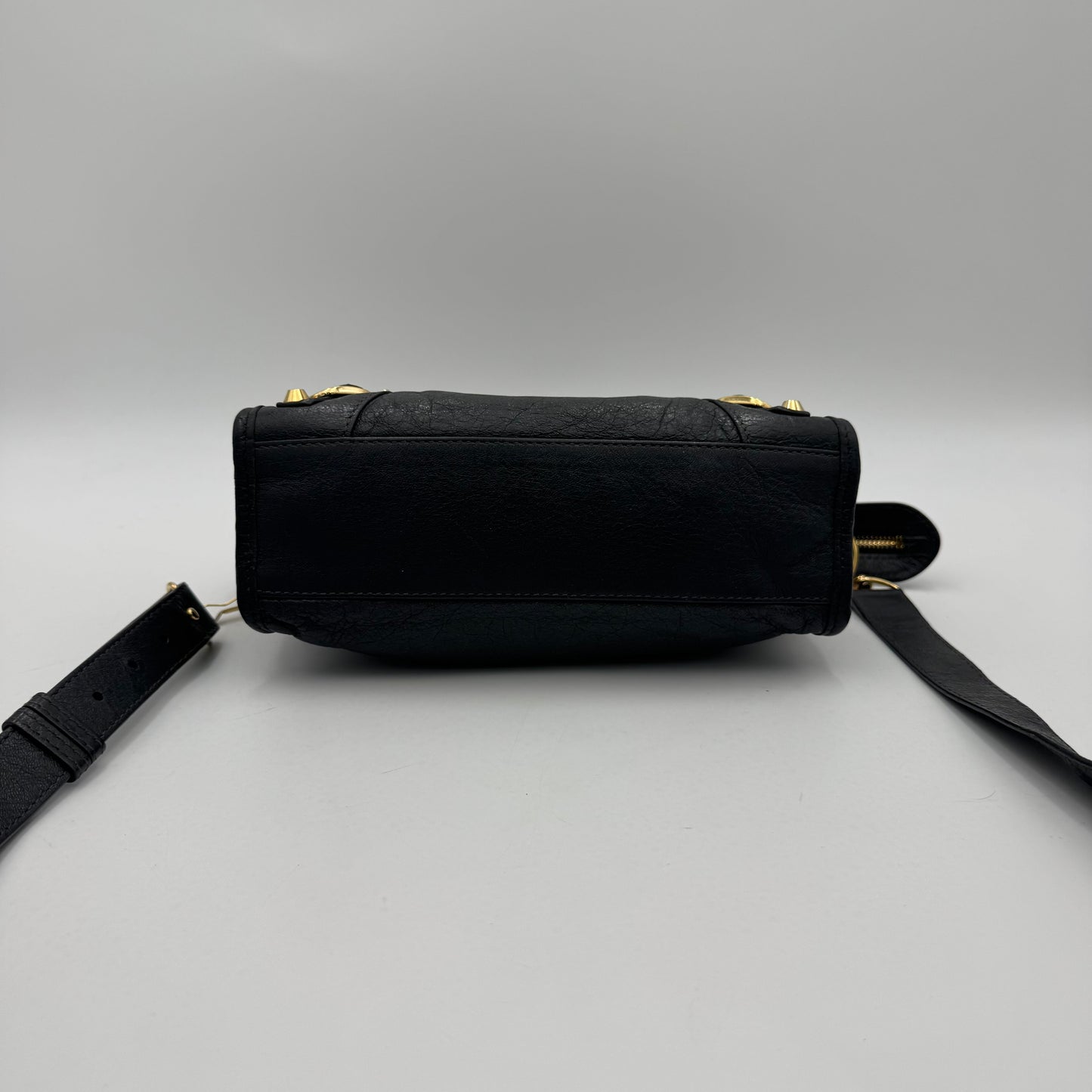 Balenciaga Gray Leather Mini City GHW