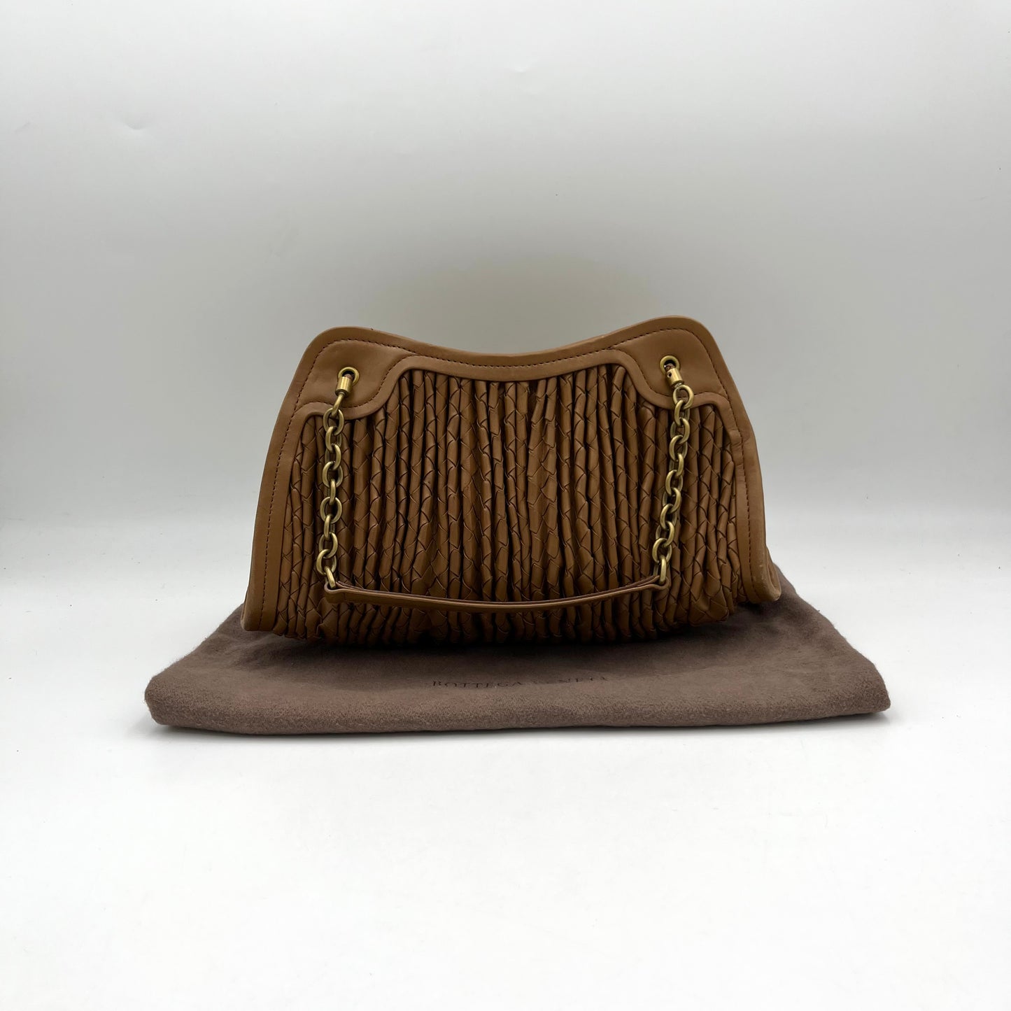 Bottega Veneta Brown Pleated Intrecciato Leather Satchel