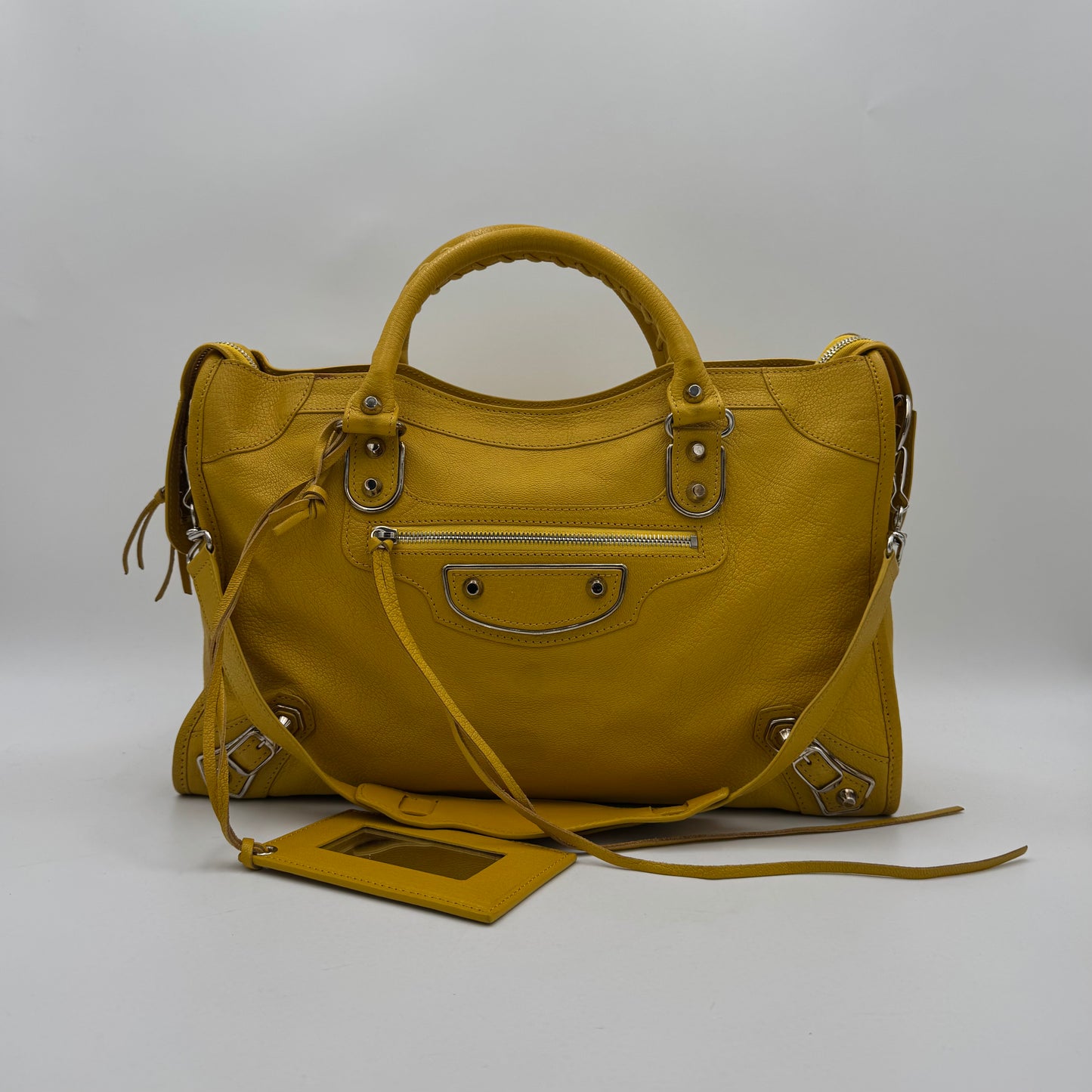 Balenciaga Yellow Leather Metallic Edge City SHW