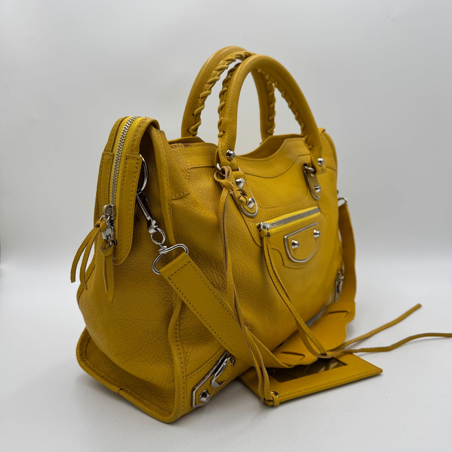 Balenciaga Yellow Leather Metallic Edge City SHW
