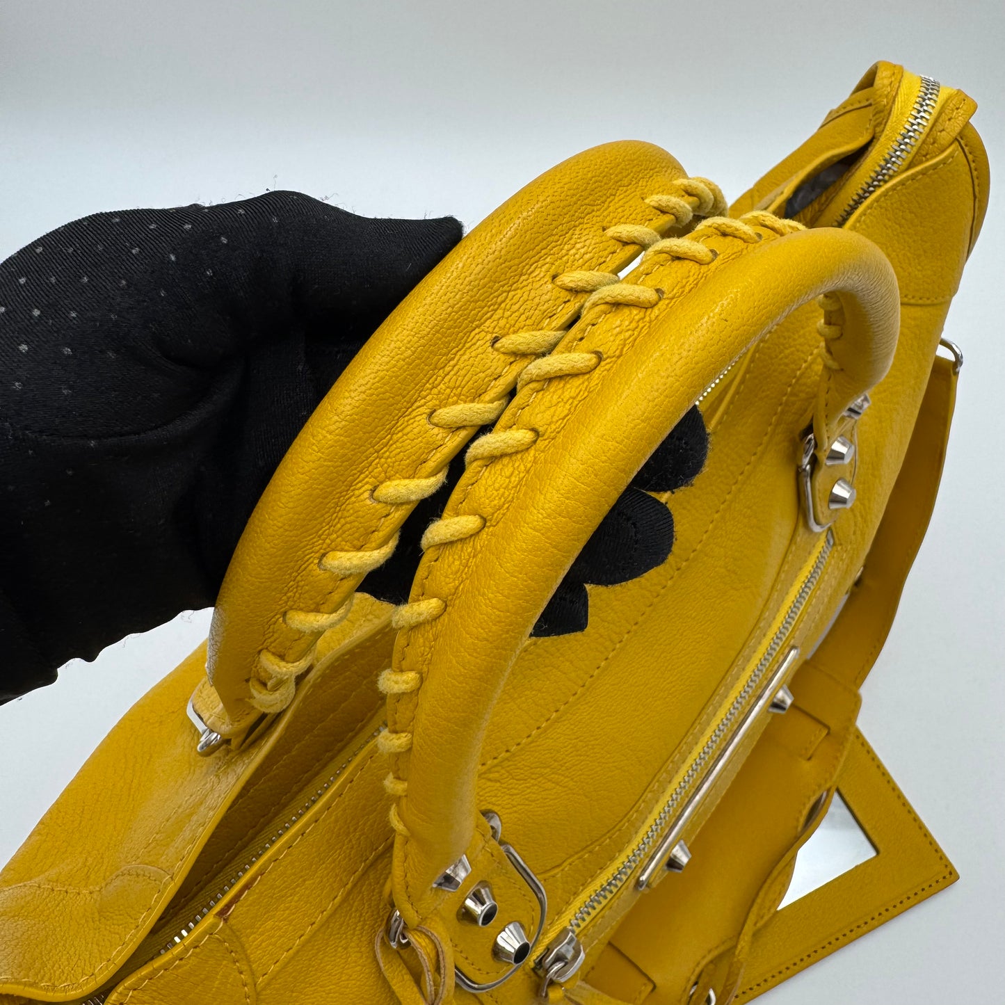 Balenciaga Yellow Leather Metallic Edge City SHW