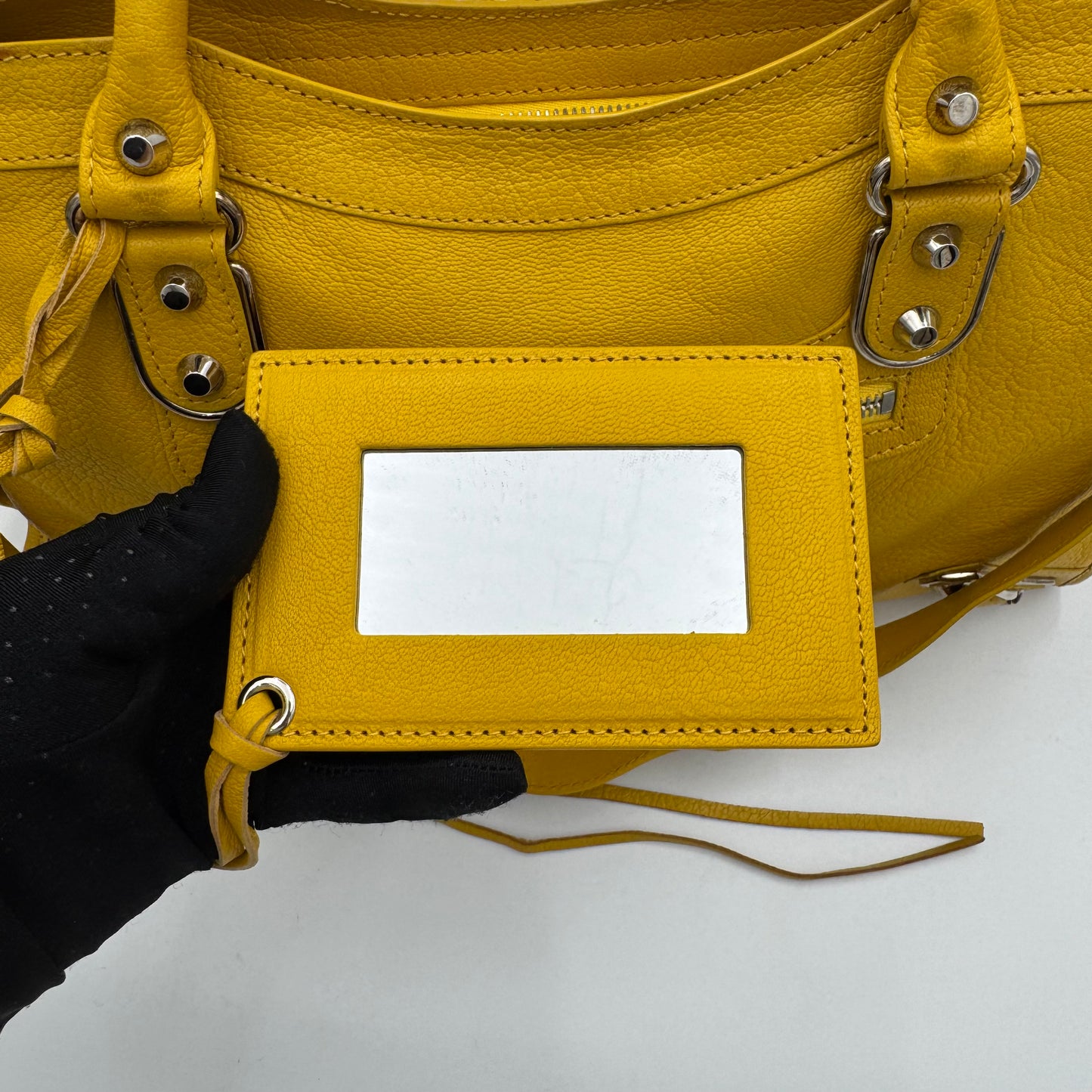 Balenciaga Yellow Leather Metallic Edge City SHW