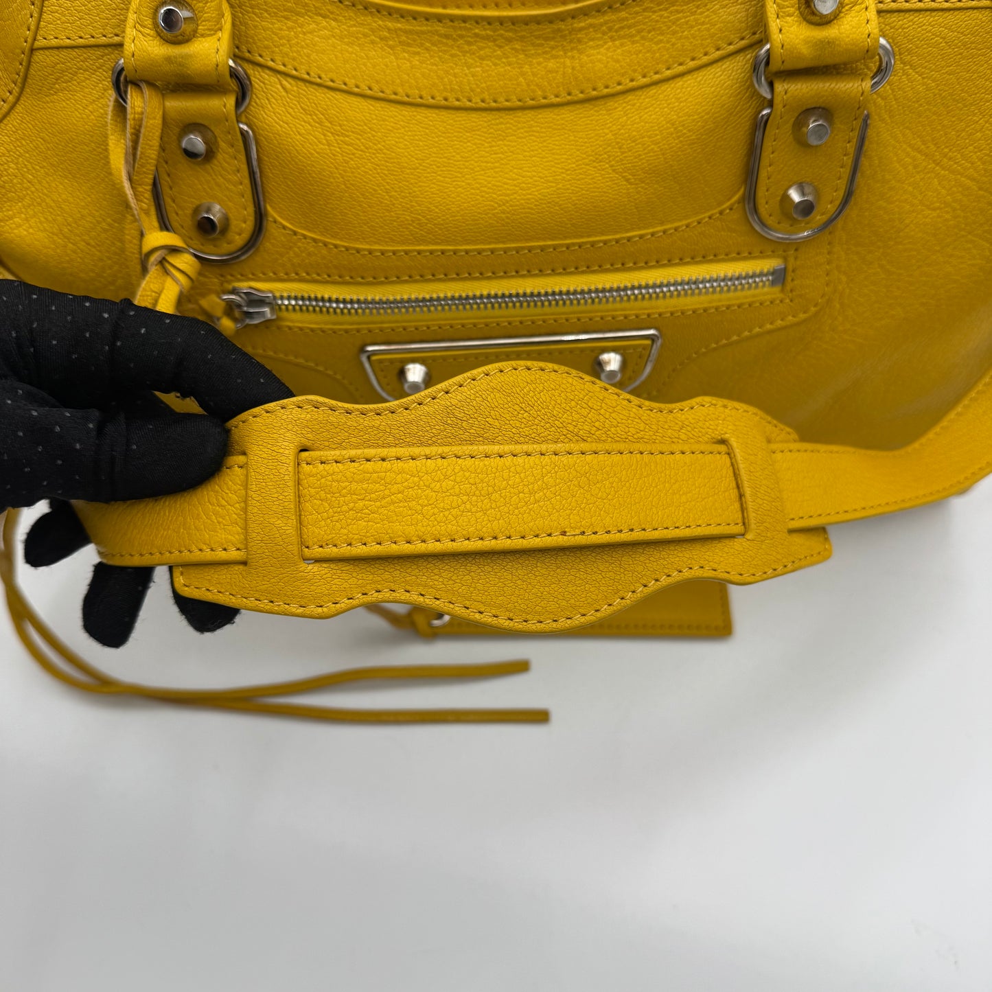 Balenciaga Yellow Leather Metallic Edge City SHW