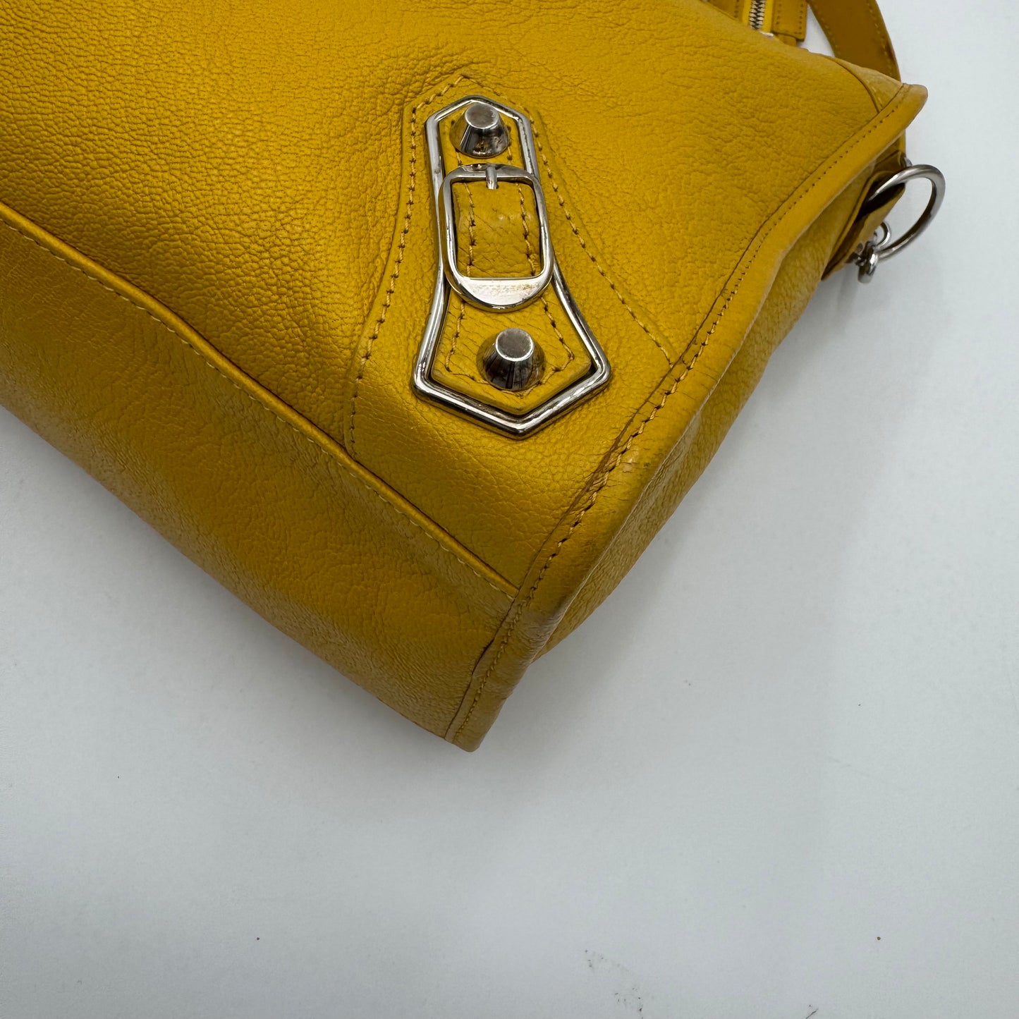 Balenciaga Yellow Leather Metallic Edge City SHW