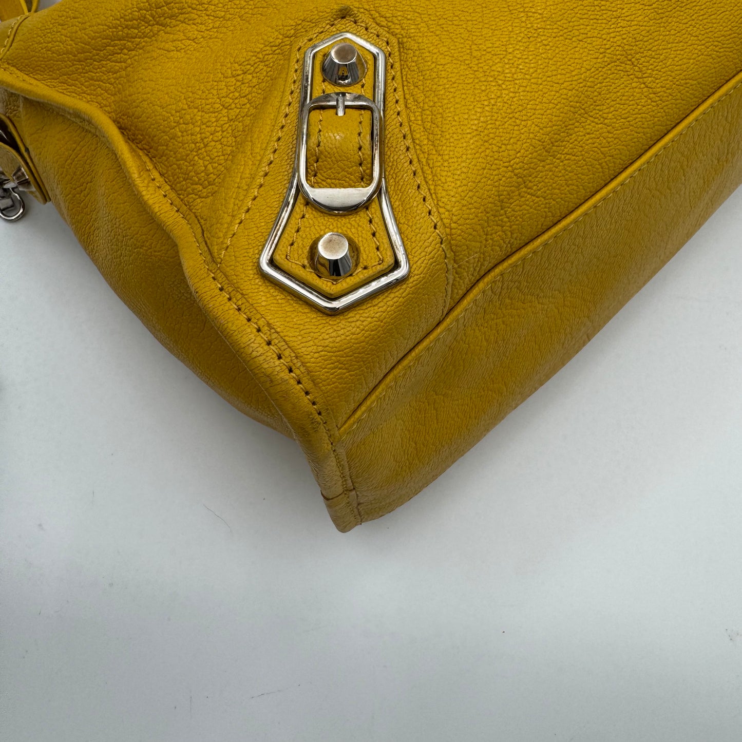 Balenciaga Yellow Leather Metallic Edge City SHW