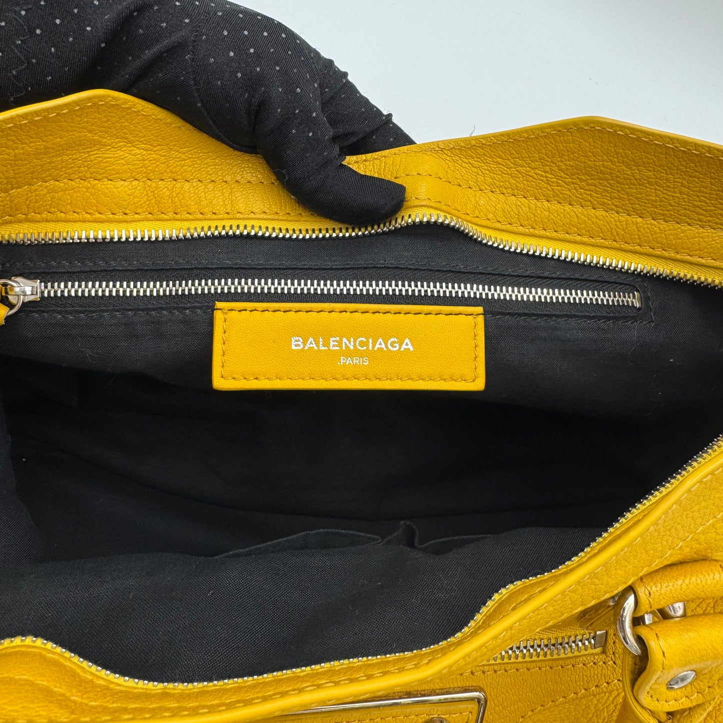 Balenciaga Yellow Leather Metallic Edge City SHW