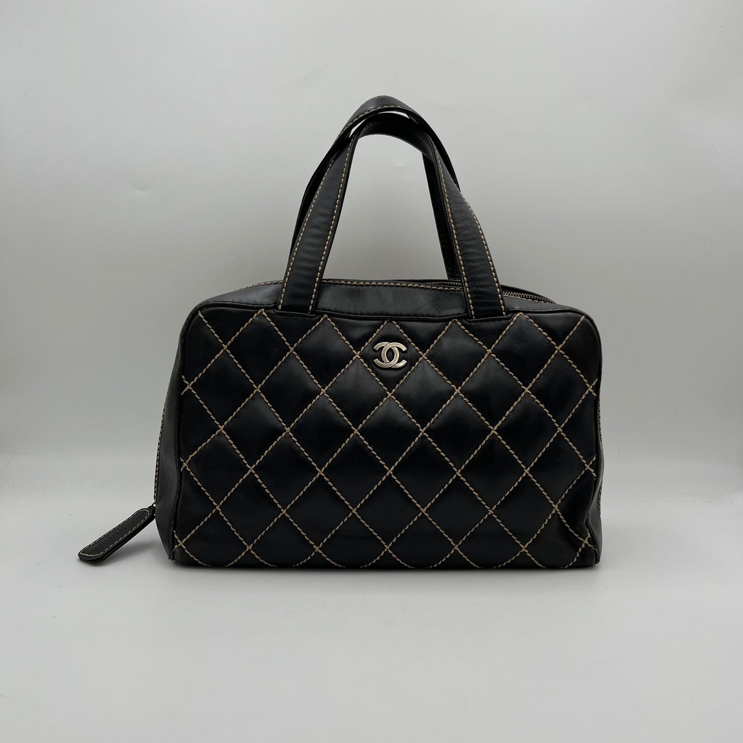 Chanel Black Leather Wildstitch Handbag