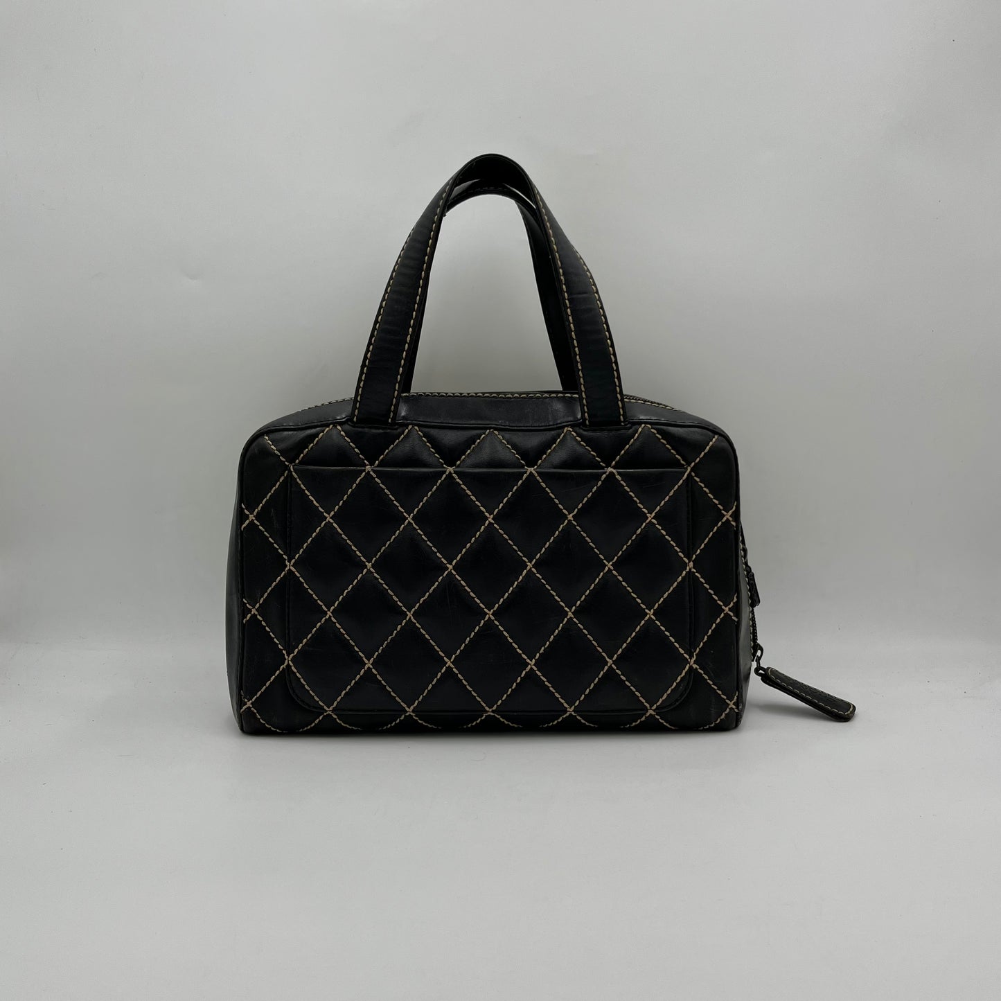 Chanel Black Leather Wildstitch Handbag