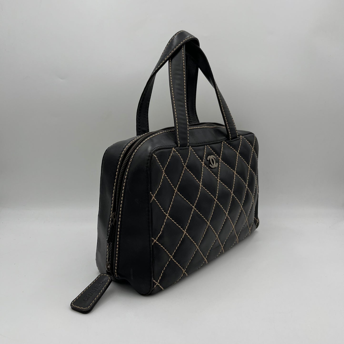 Chanel Black Leather Wildstitch Handbag