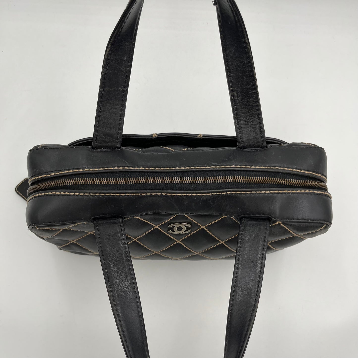 Chanel Black Leather Wildstitch Handbag